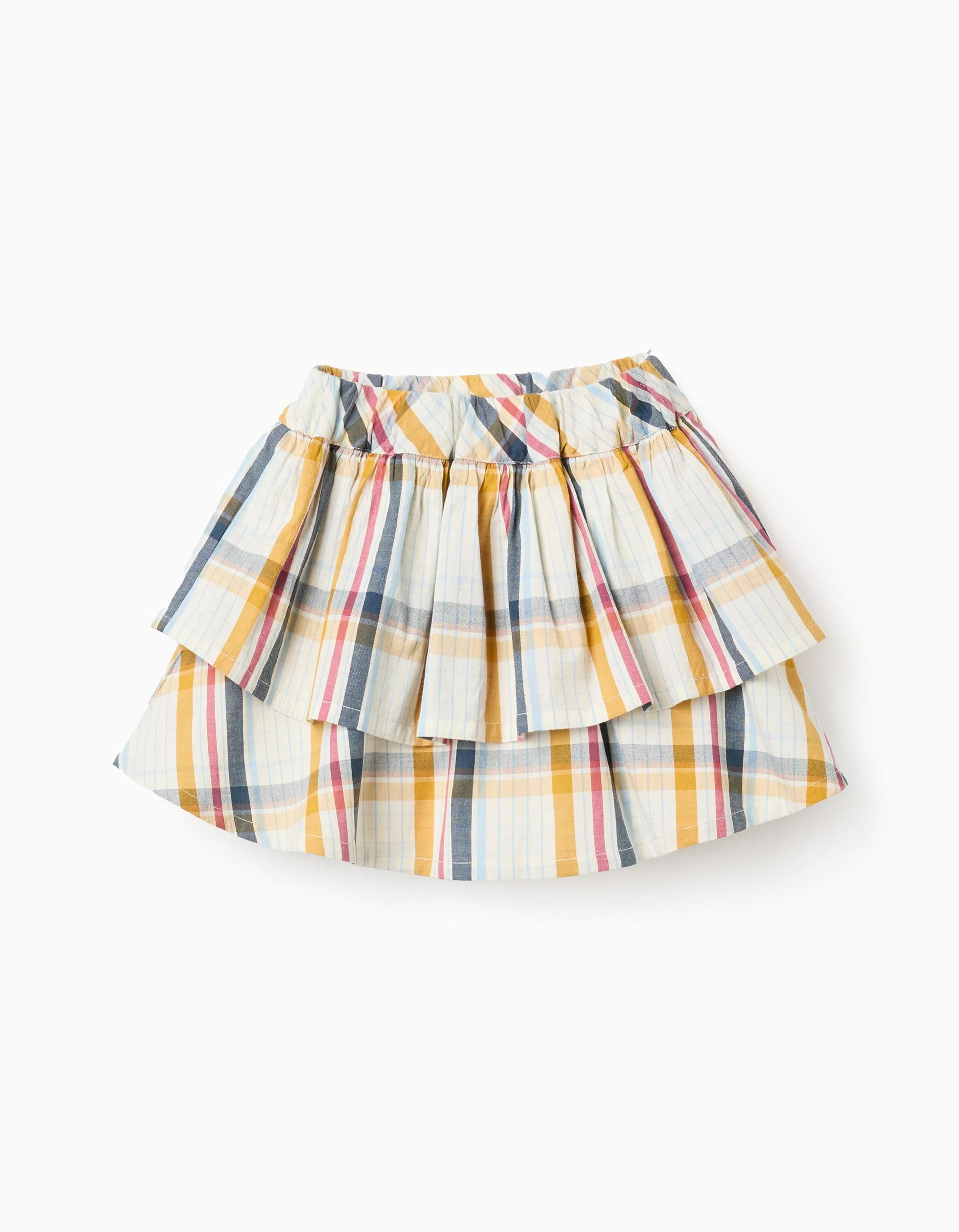 Checked Ruffled Cotton Skirt for Girls 'B&S', Multicolour