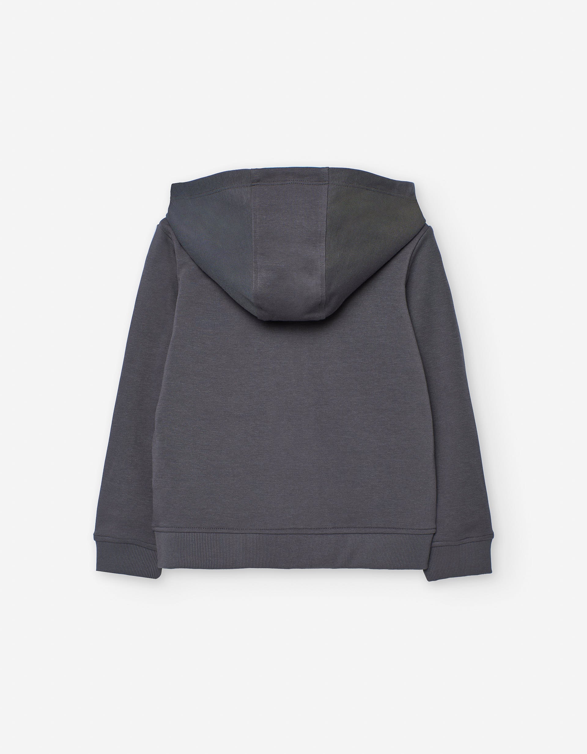 Cotton hooded jacket with Love More print for girls, dark grey