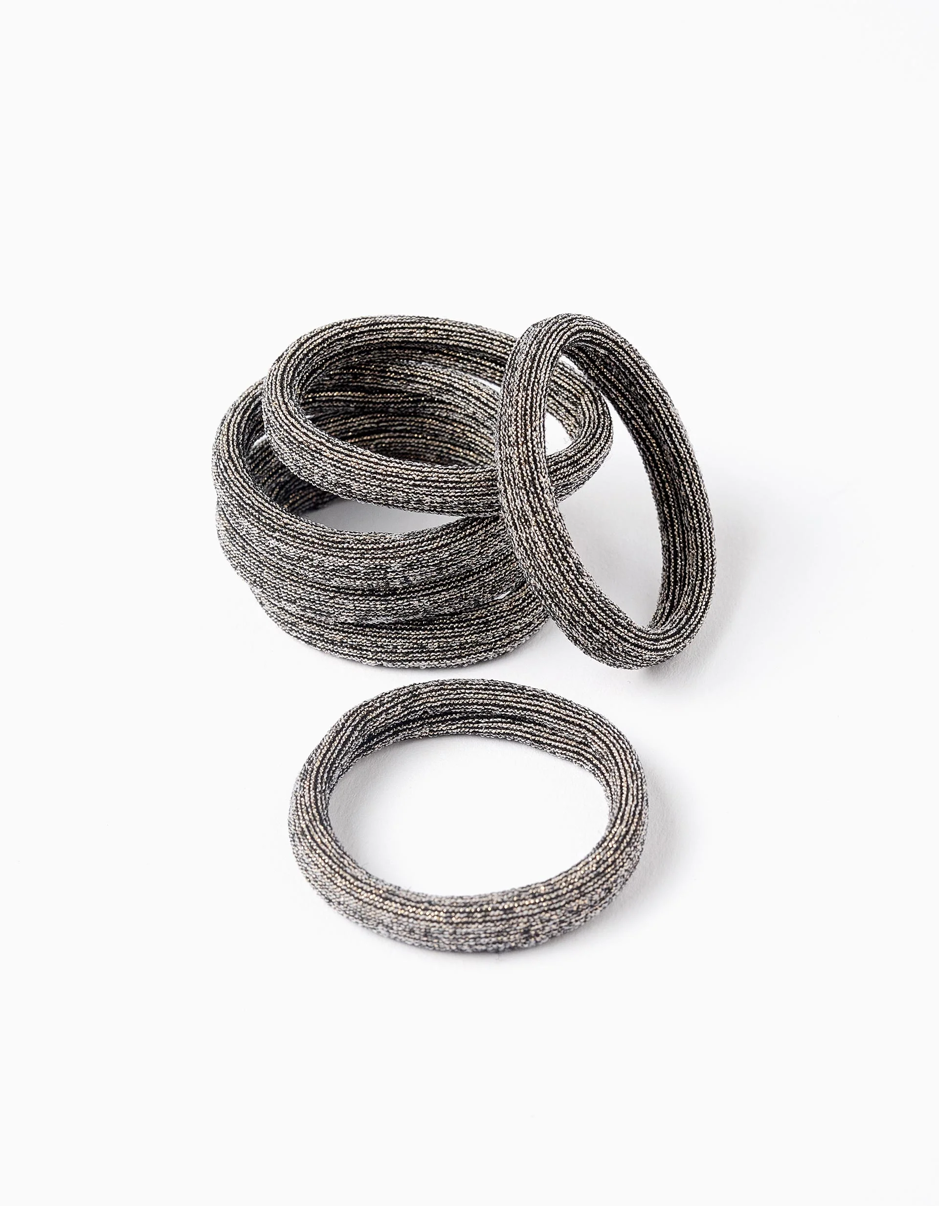 Pack of 6 Hair Elastic Bands for Baby and Girls, Black/Gold