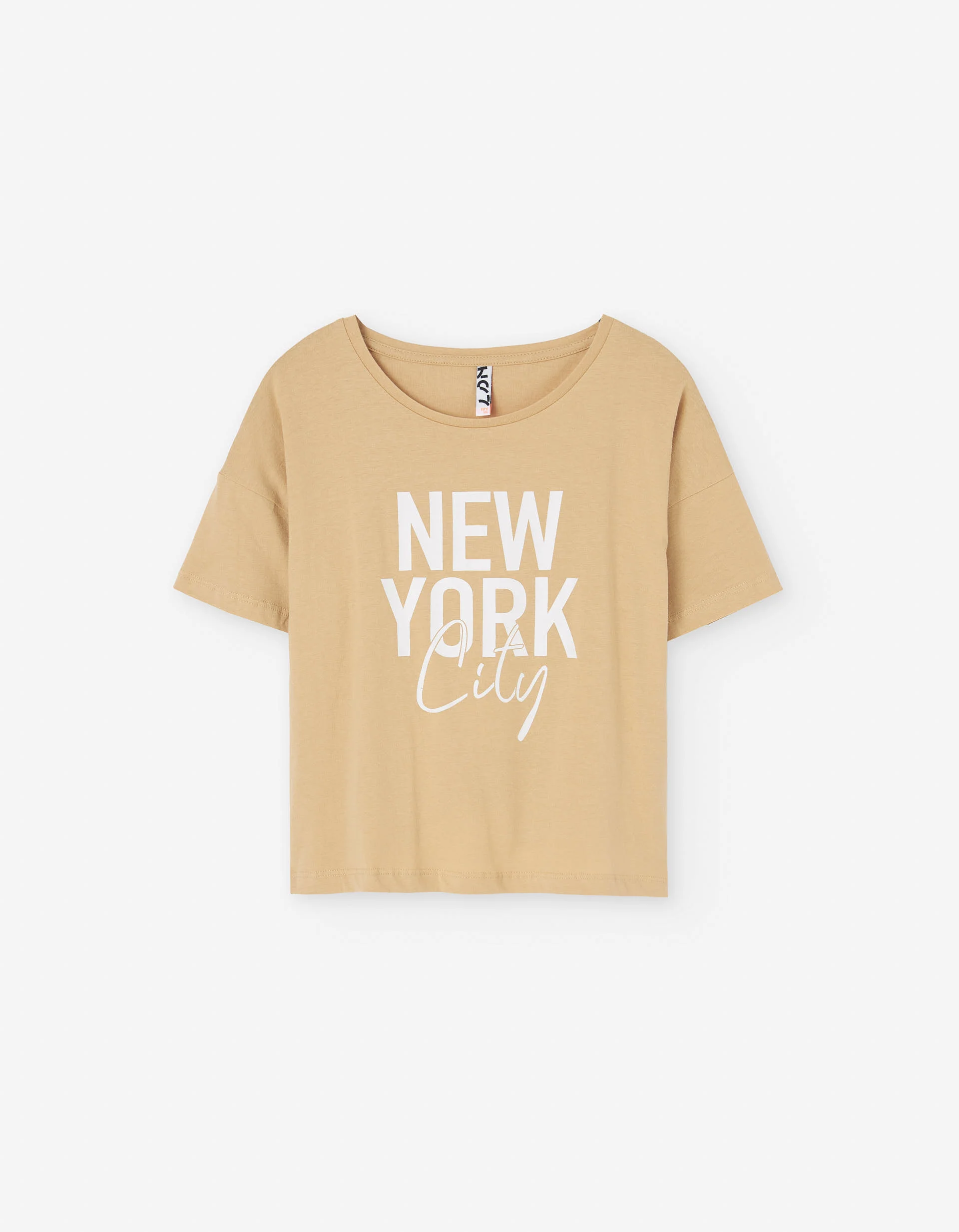 Cotton T-shirt with New York print for girls, yellow