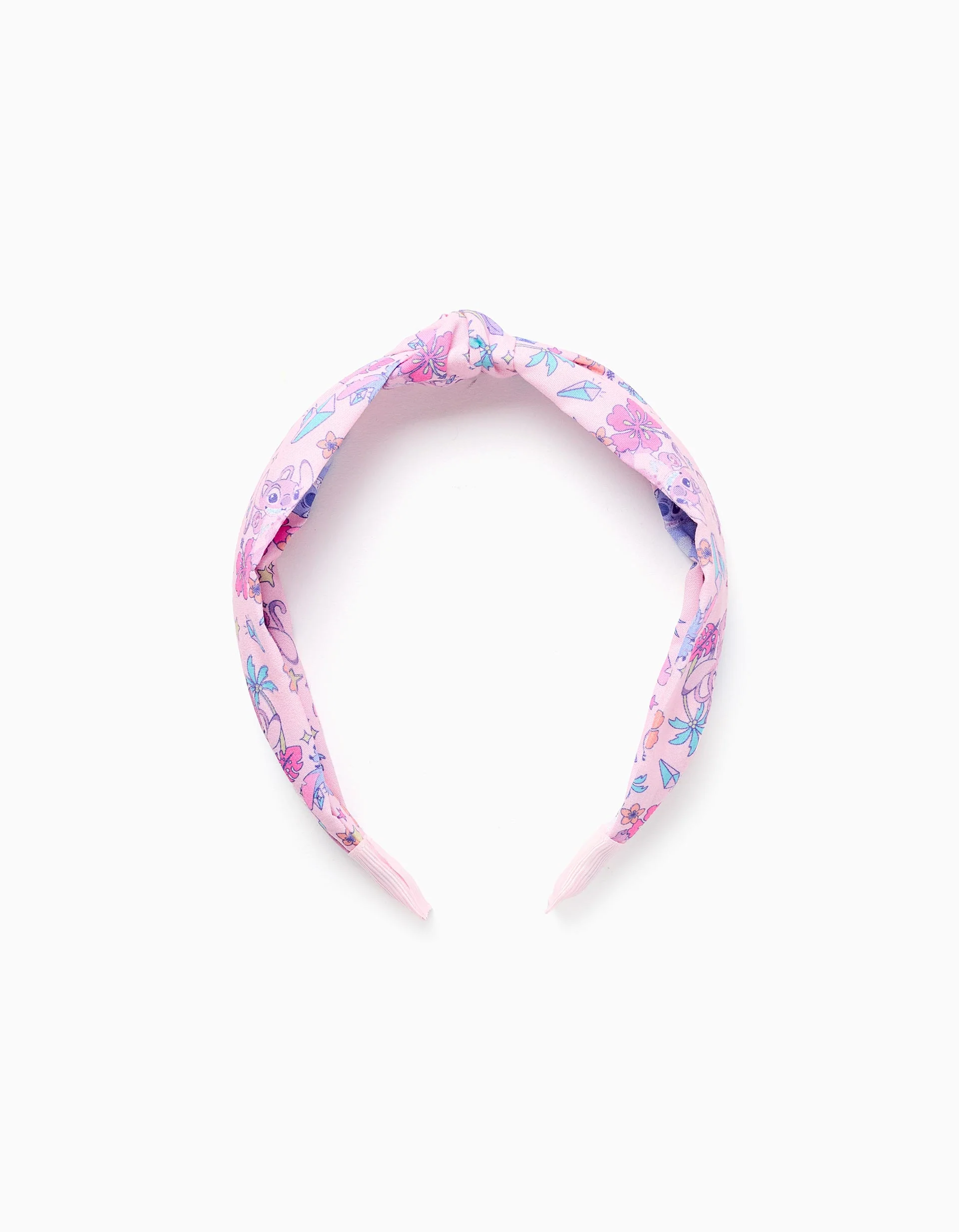 Stitch Headband with Knot on Top for Babies and Girls, Pink