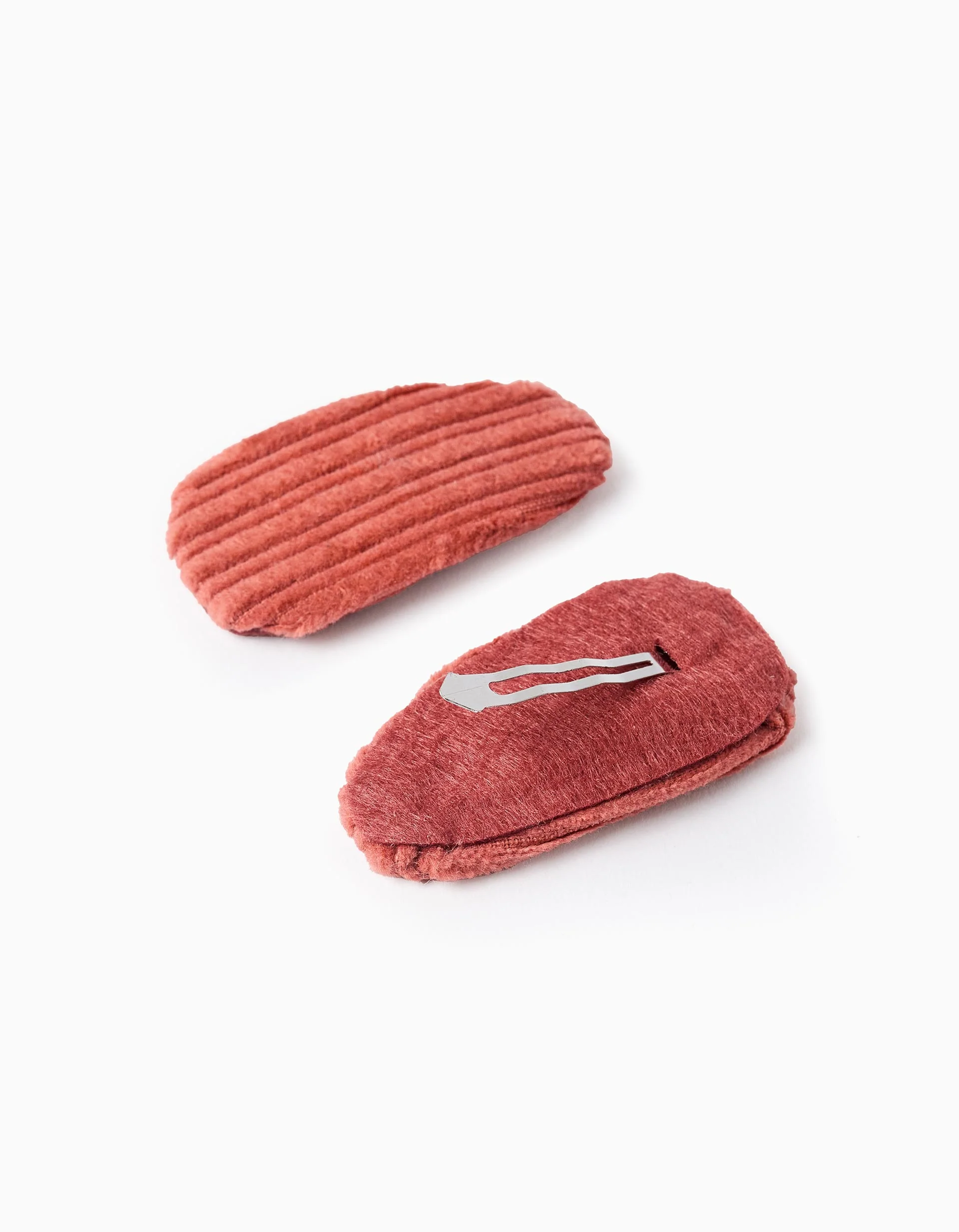 Pack of 2 Corduroy Hair Slides for Babies and Girls, Orange