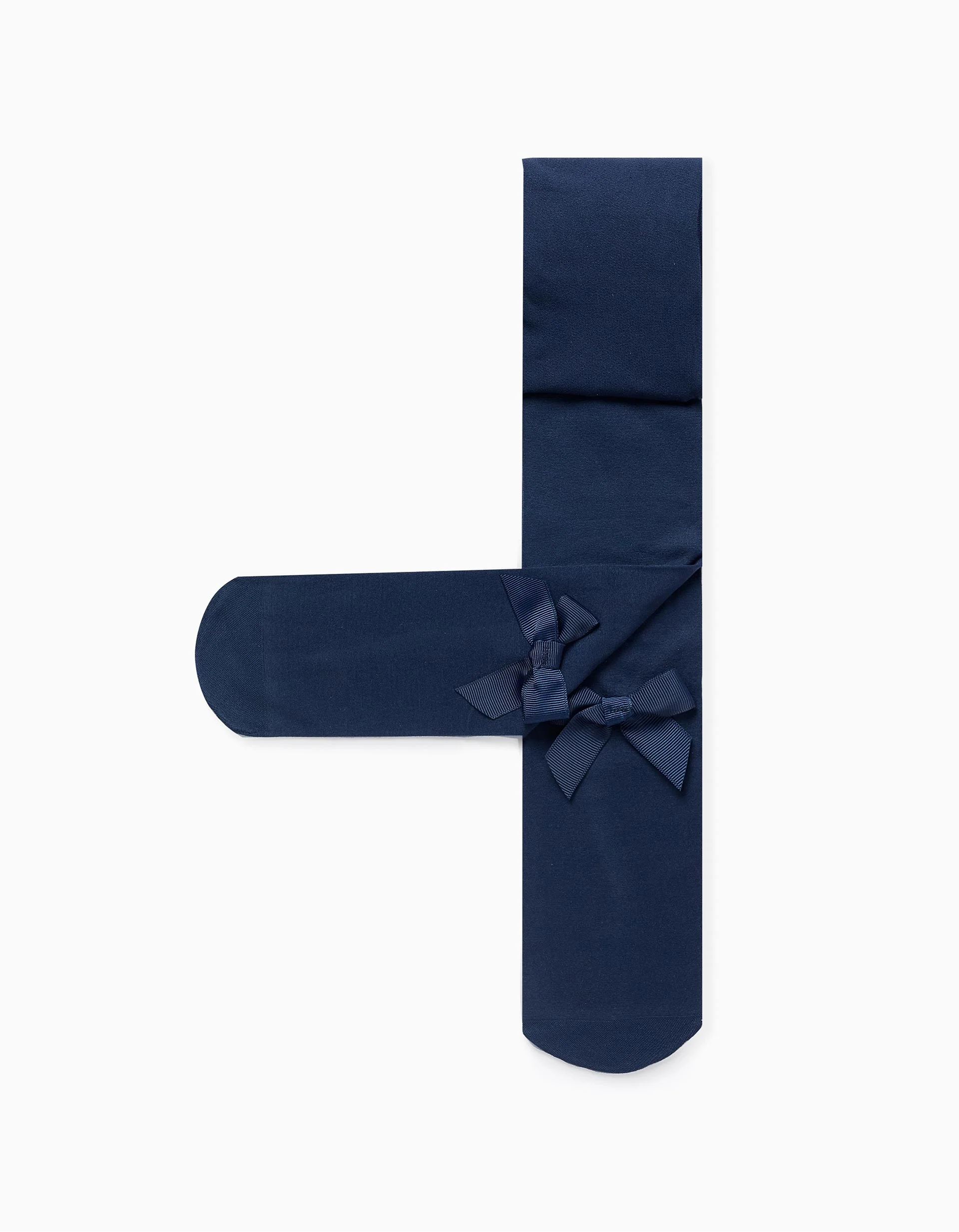 Microfiber Tights with Bow for Girls, Dark Blue