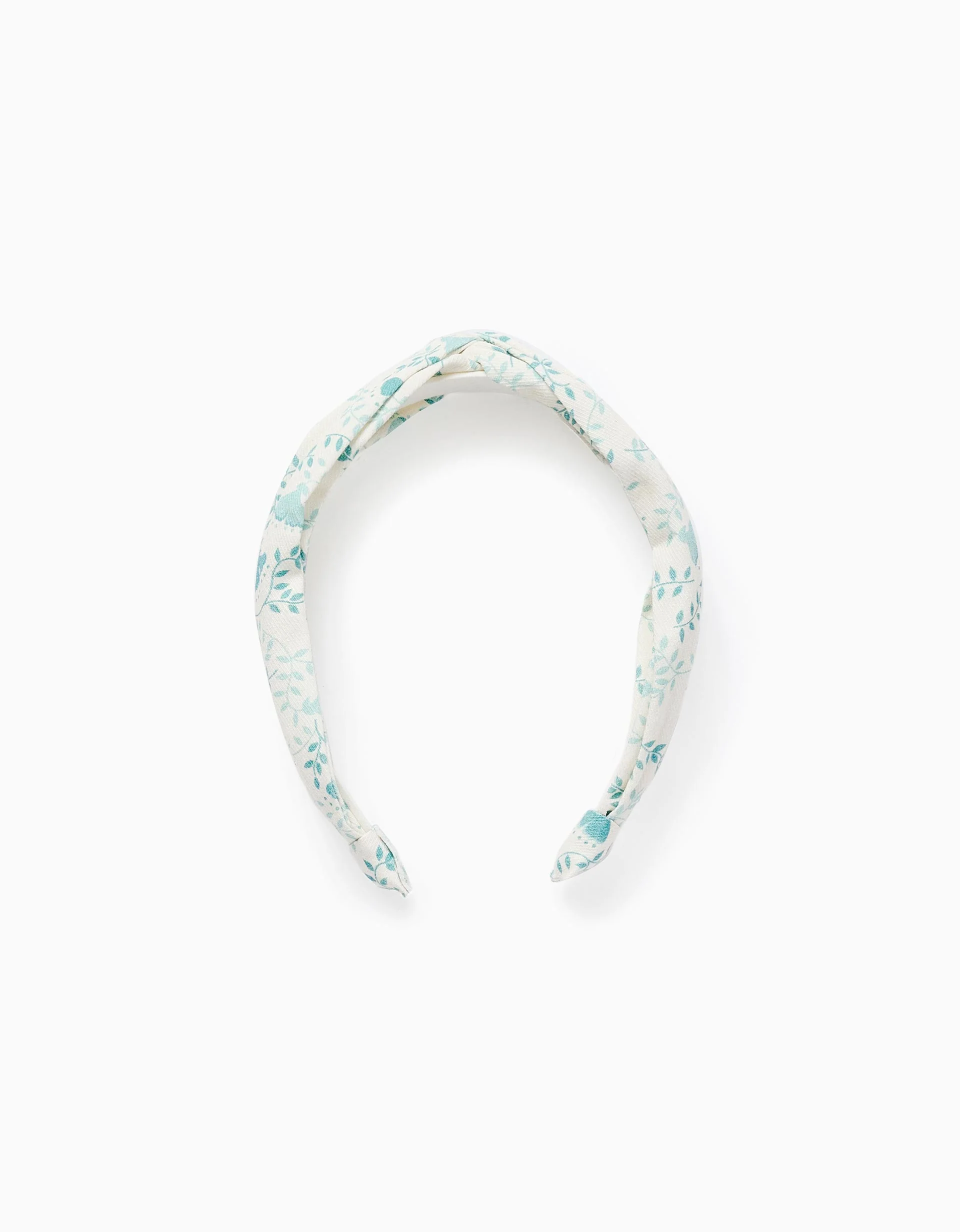 Floral Headband with Knot for Babies and Girls, White/Green