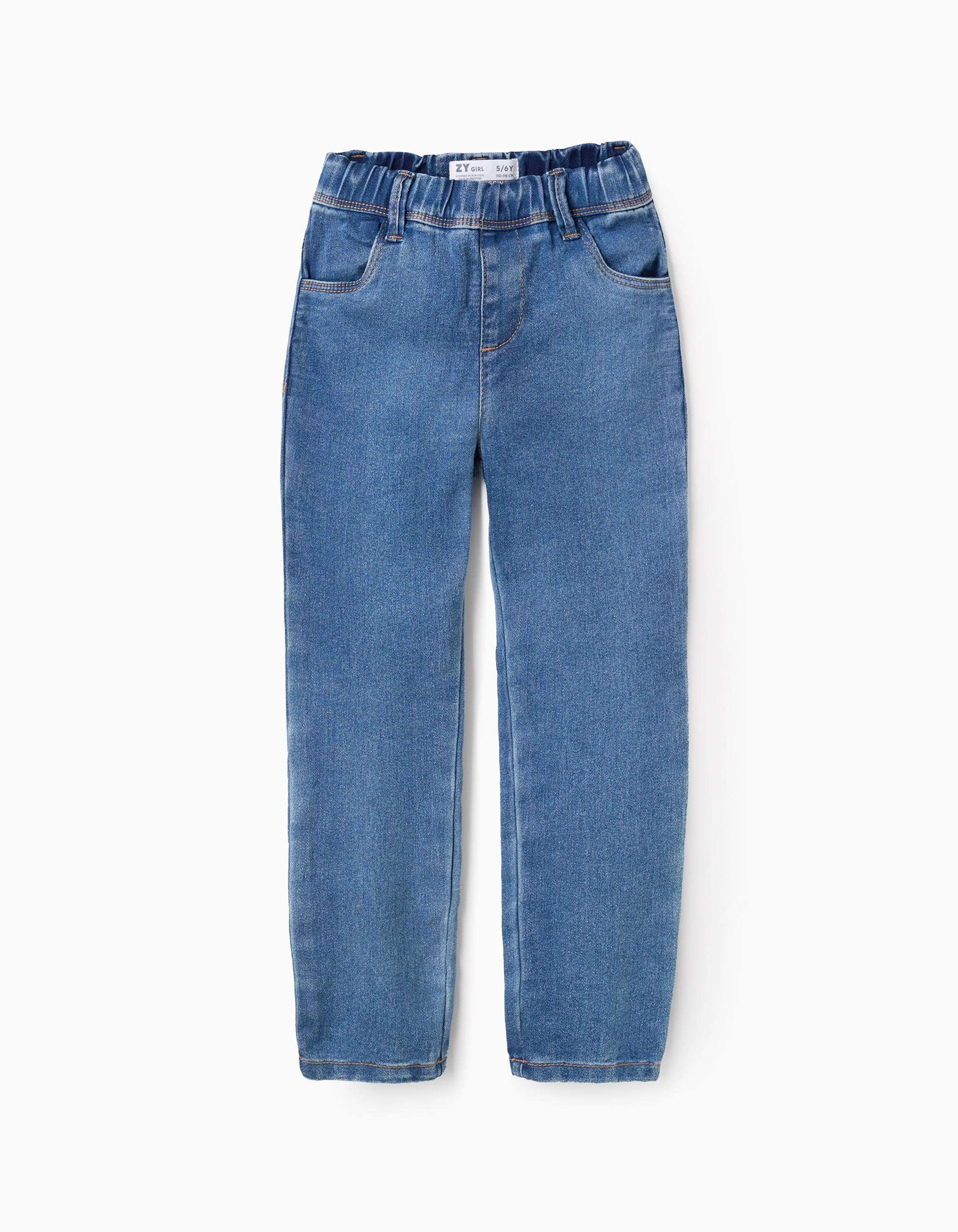 Denim Jeggings with Adjustable Waist for Girls, Blue