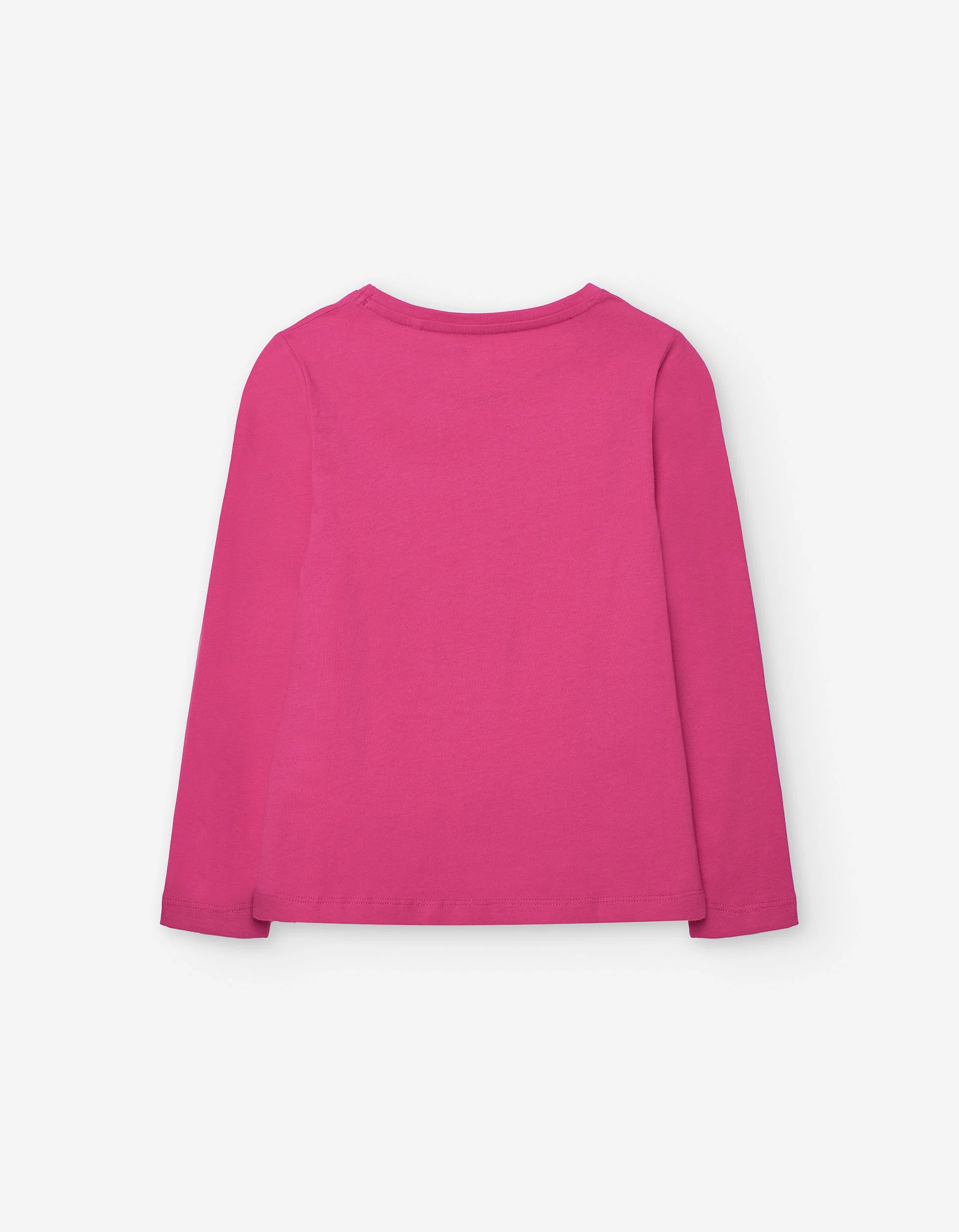 Long sleeve cotton T-shirt with a leopard front print for girls, pink