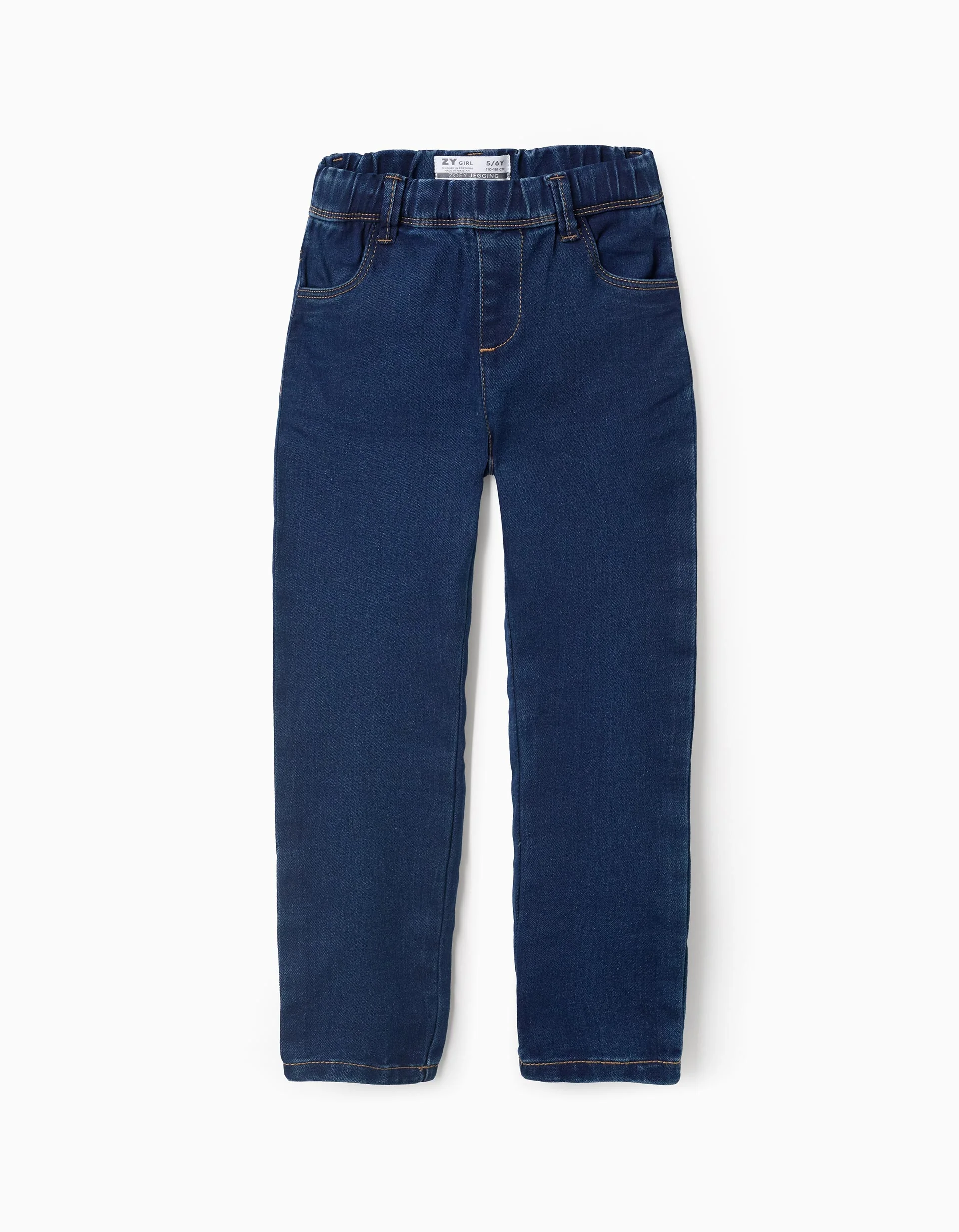 Denim Jeggings with Adjustable Waist for Girls, Dark Blue