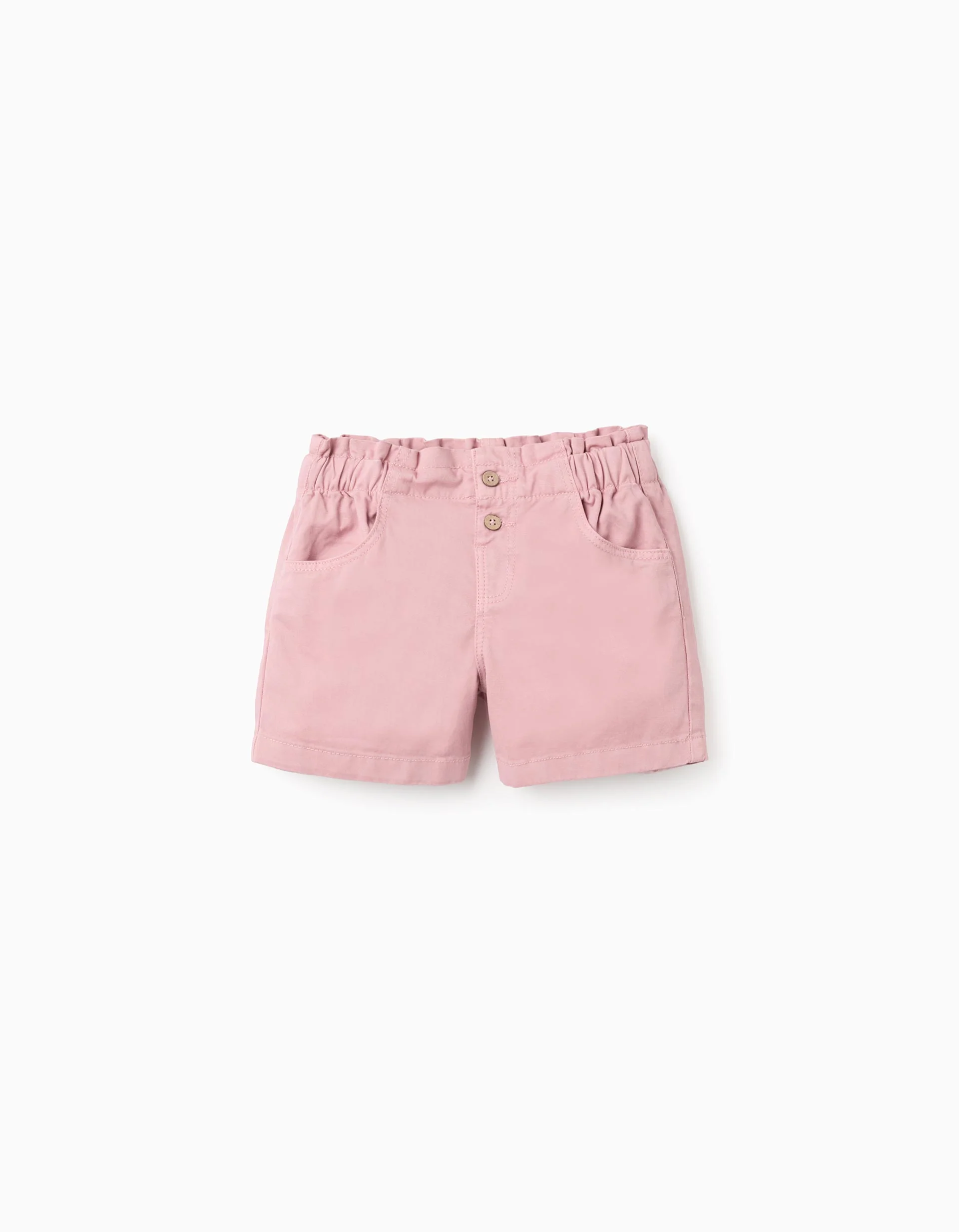 Twill Paperbag Shorts for Girls, Pink