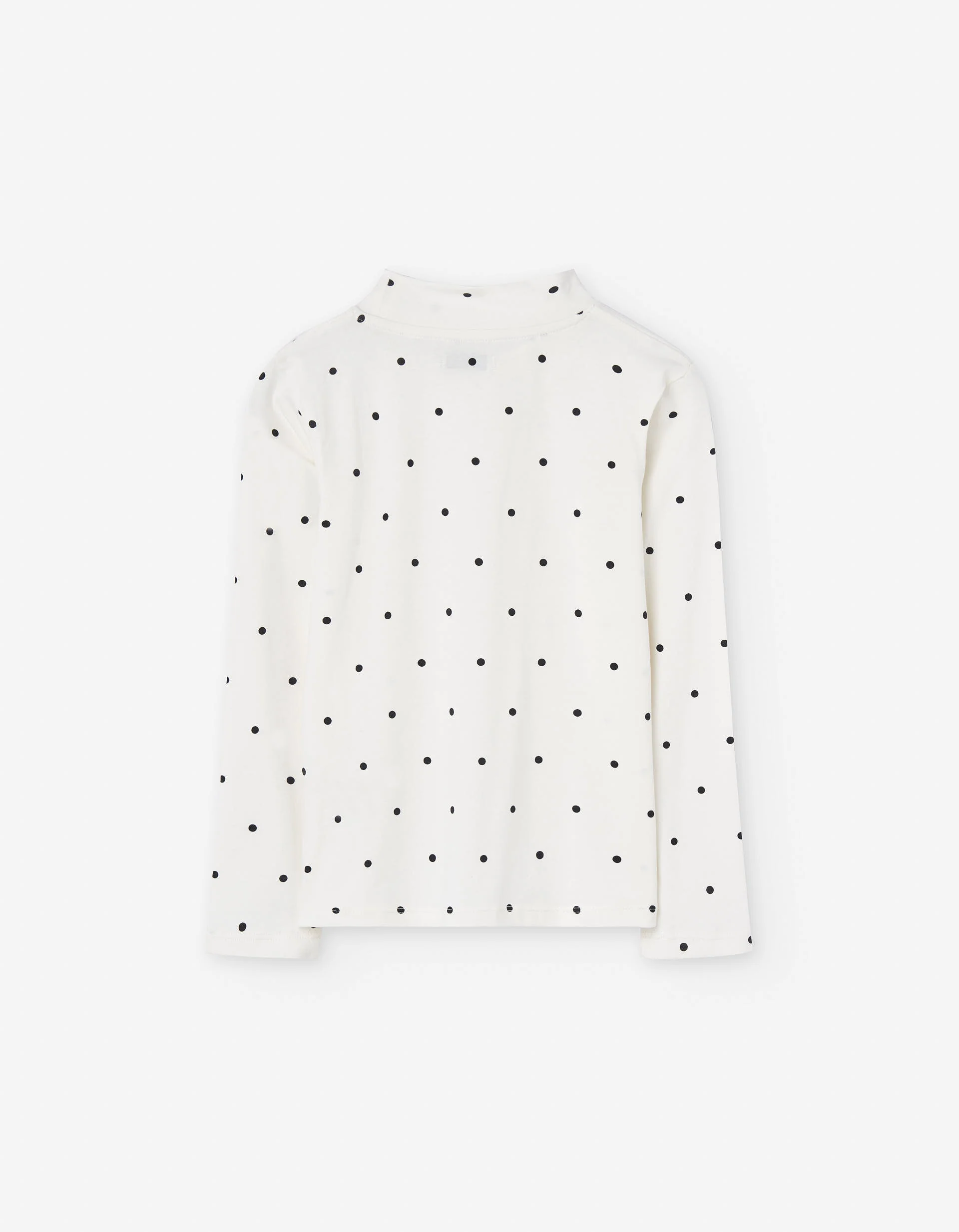 Long sleeve turtleneck T-shirt with polka dots for girls, white
