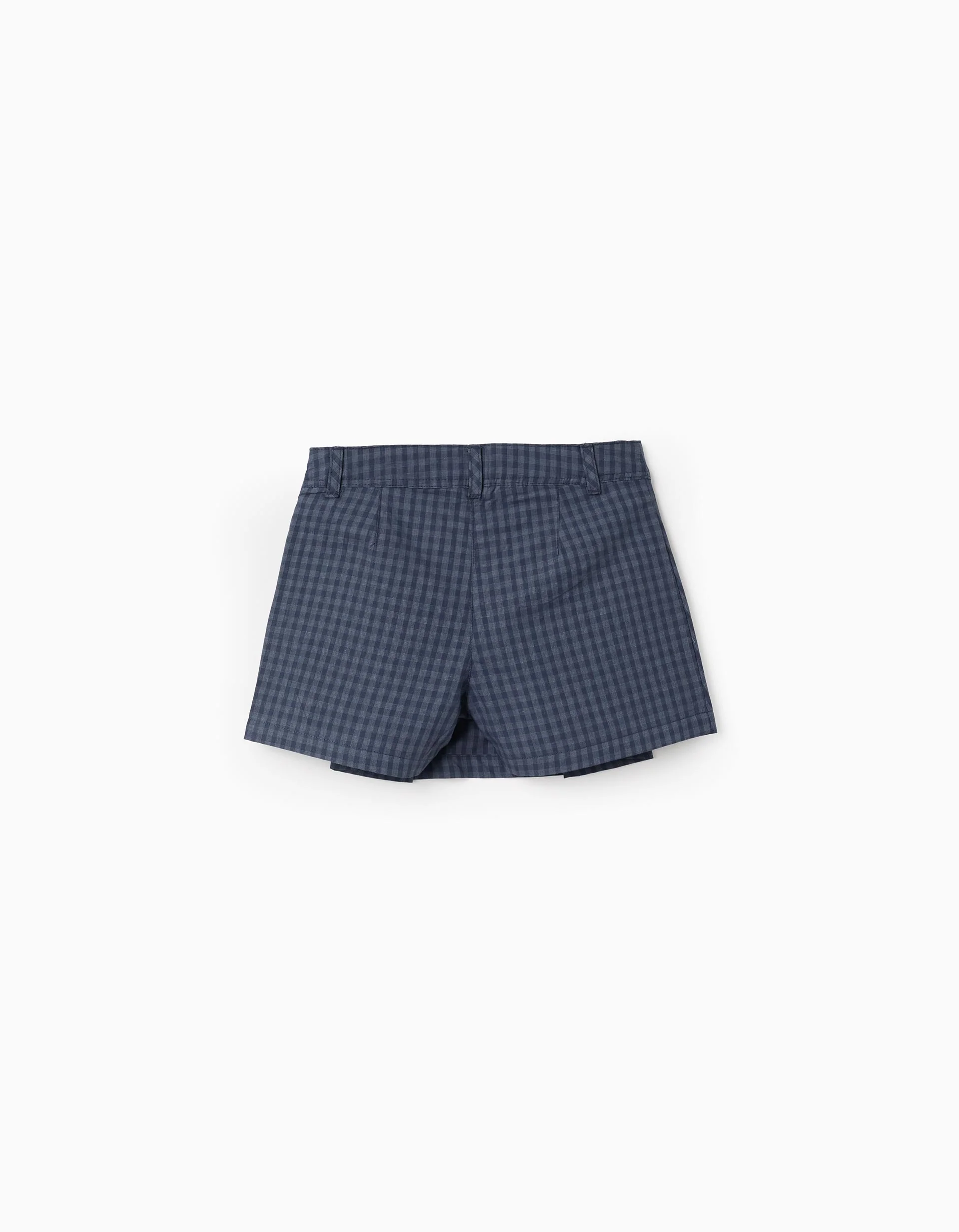 Vichy Pleated Skort for Girls, Dark Blue