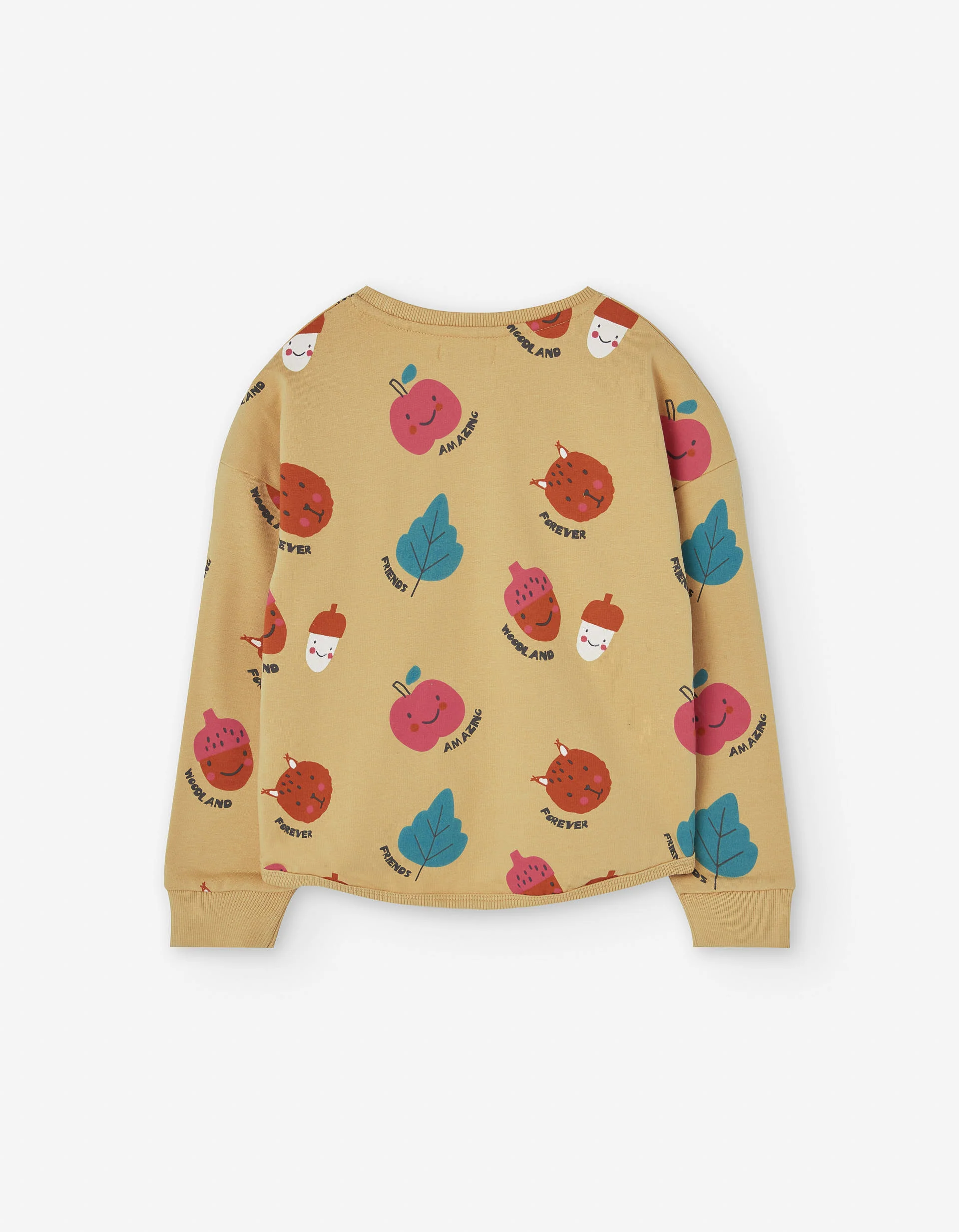 Brushed sweatshirt with forest print for girls, yellow