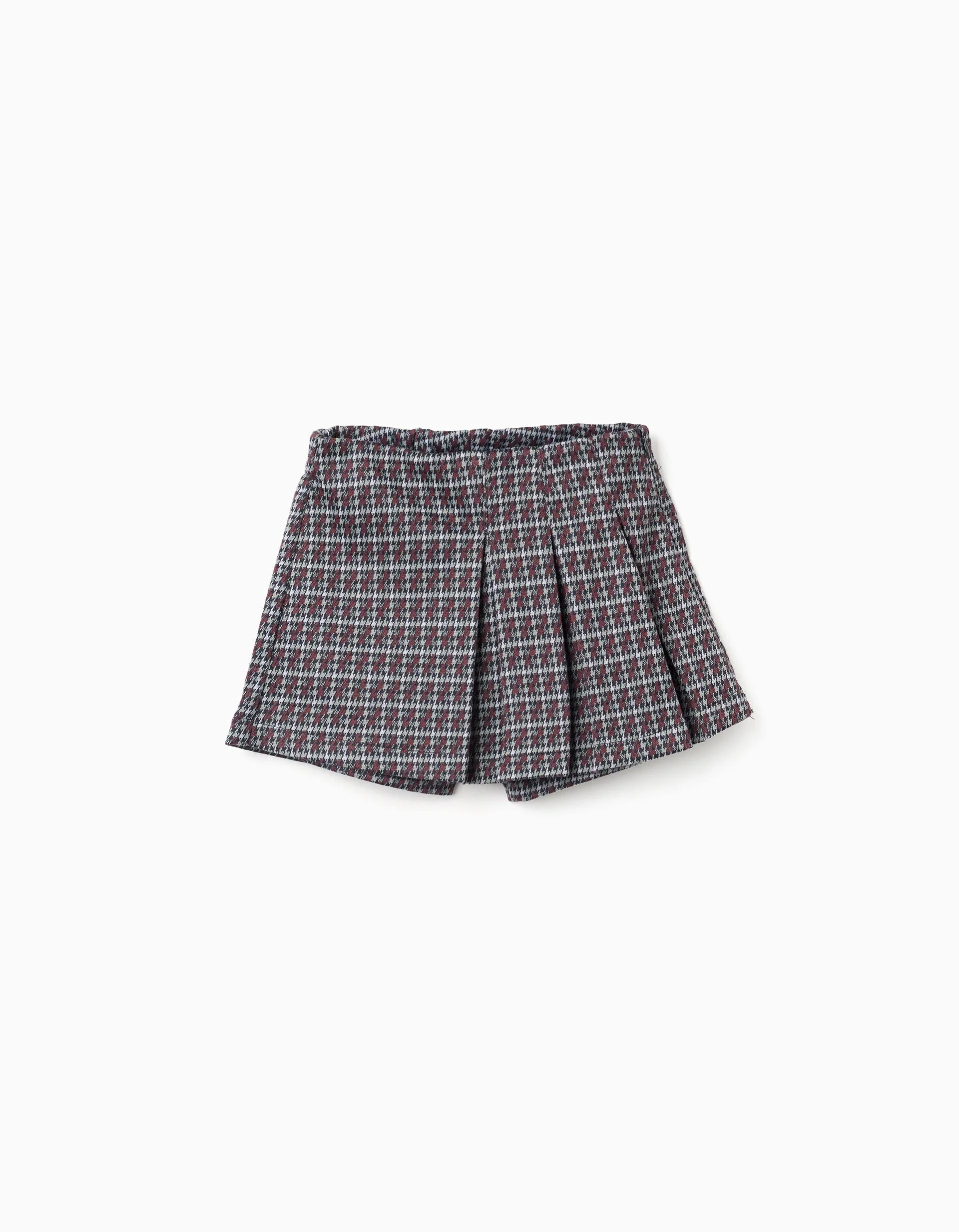 Pleated skort with houndstooth check for girls, multicolour