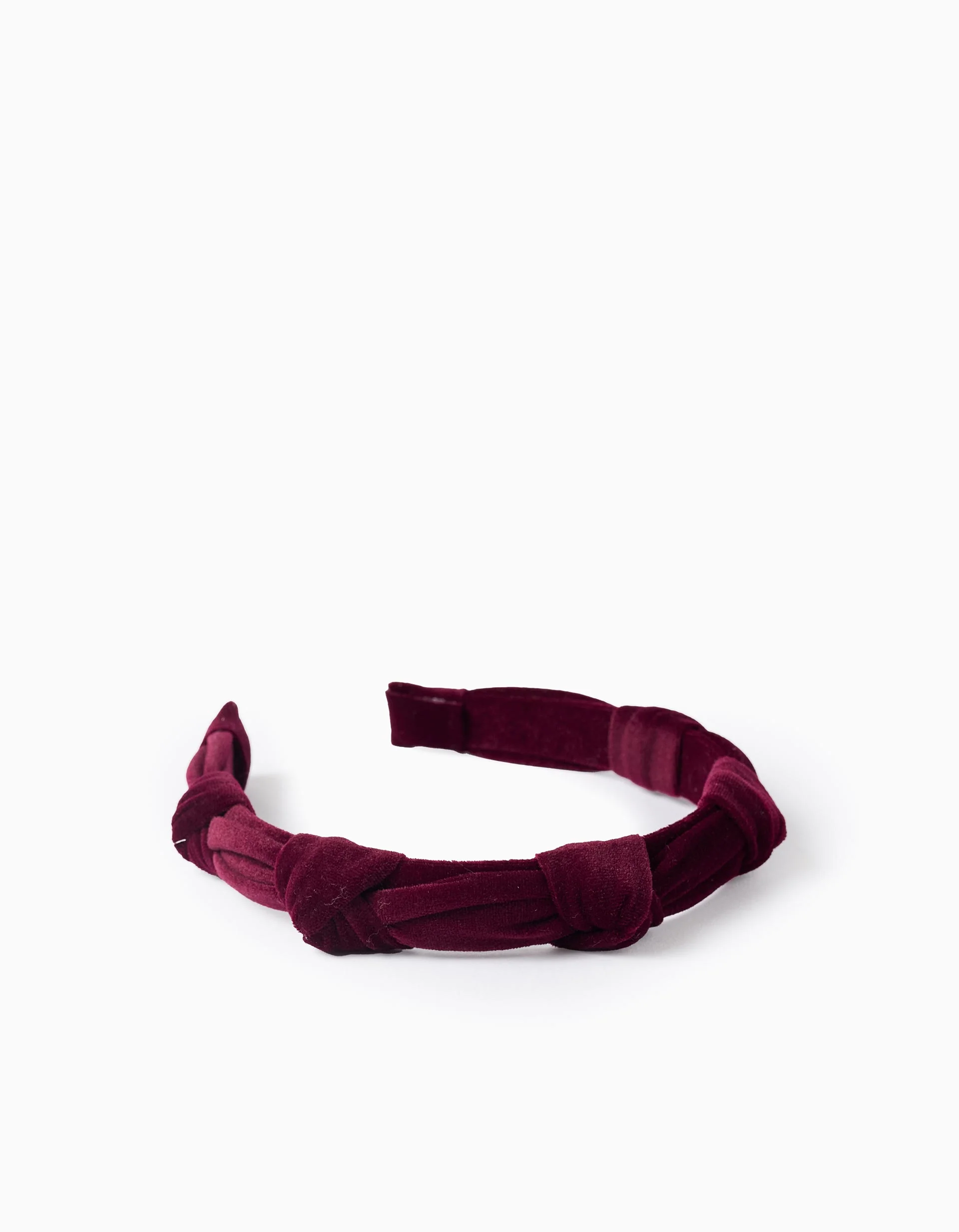 Knotted Velour Headband for Babies and Girls, Burgundy