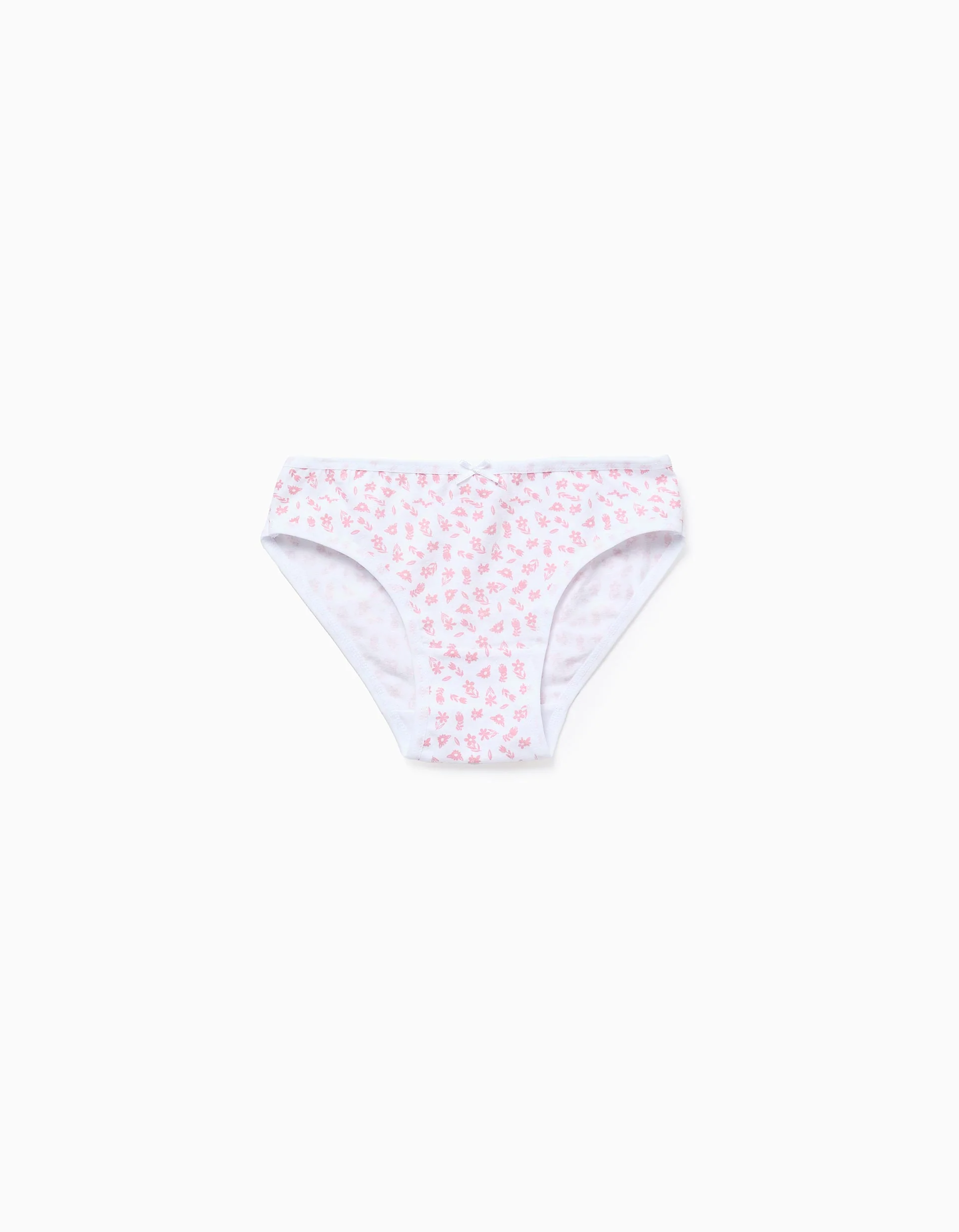 Pack of 5 Briefs for Girls 'Flowers', White/Pink
