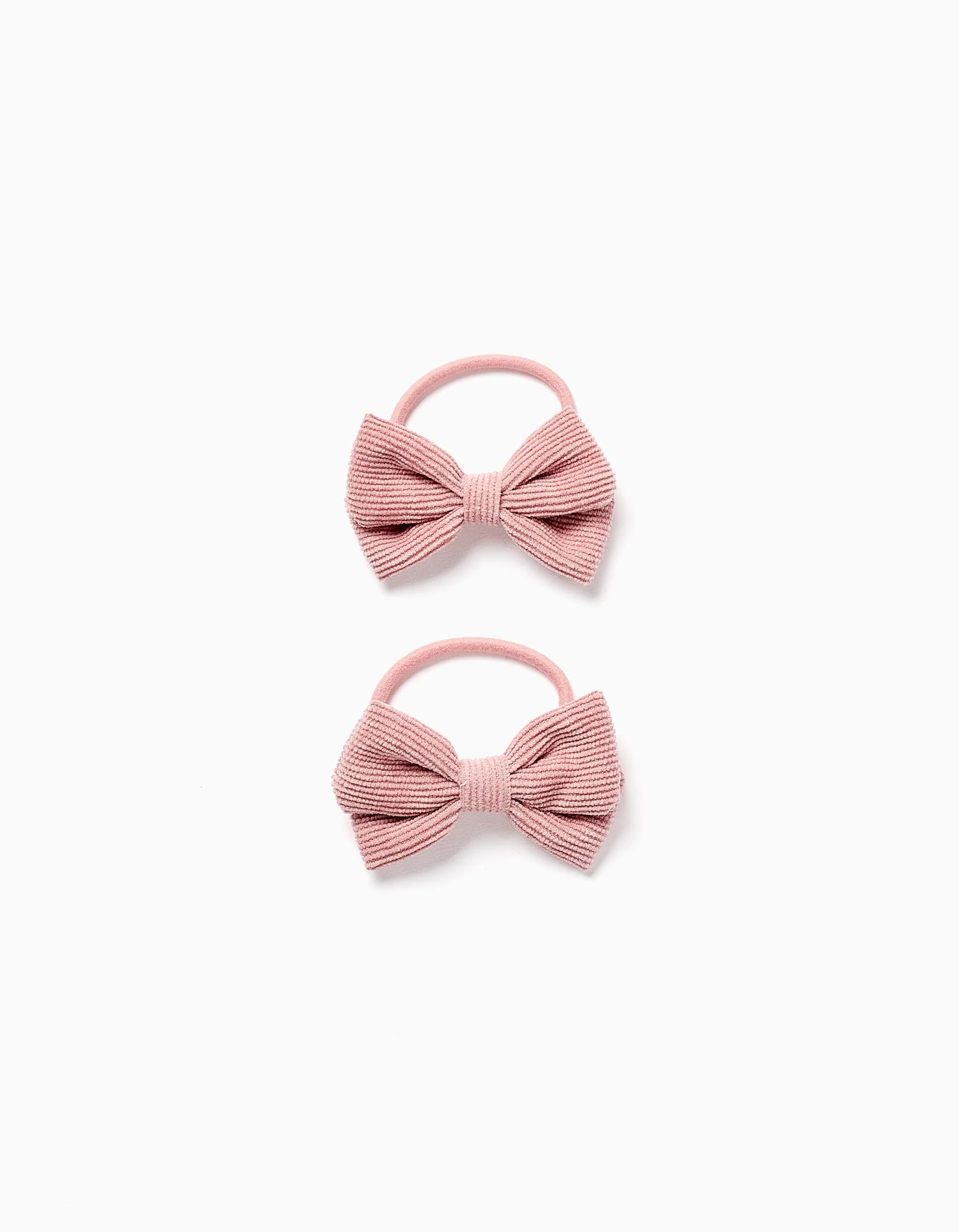Pack of 2 Hairbands with Corduroy Bow for Girls, Pink