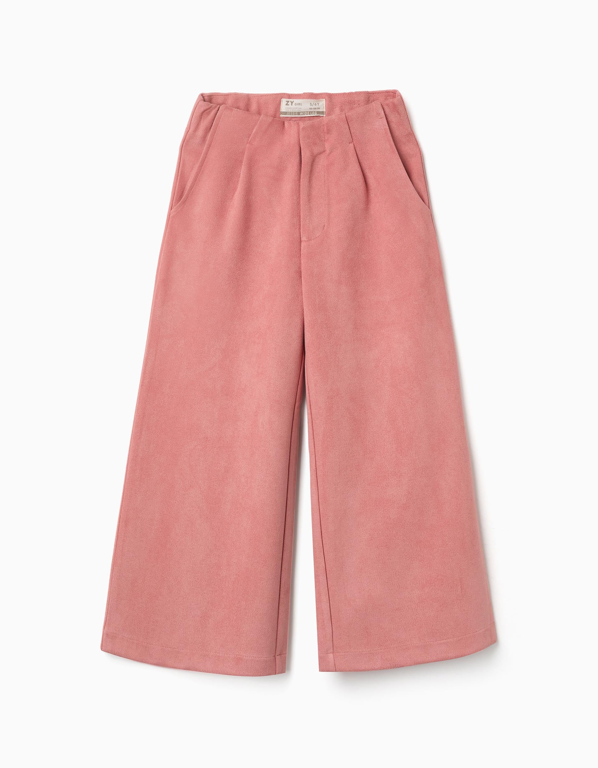 Wide leg suedette trousers for girls, pink