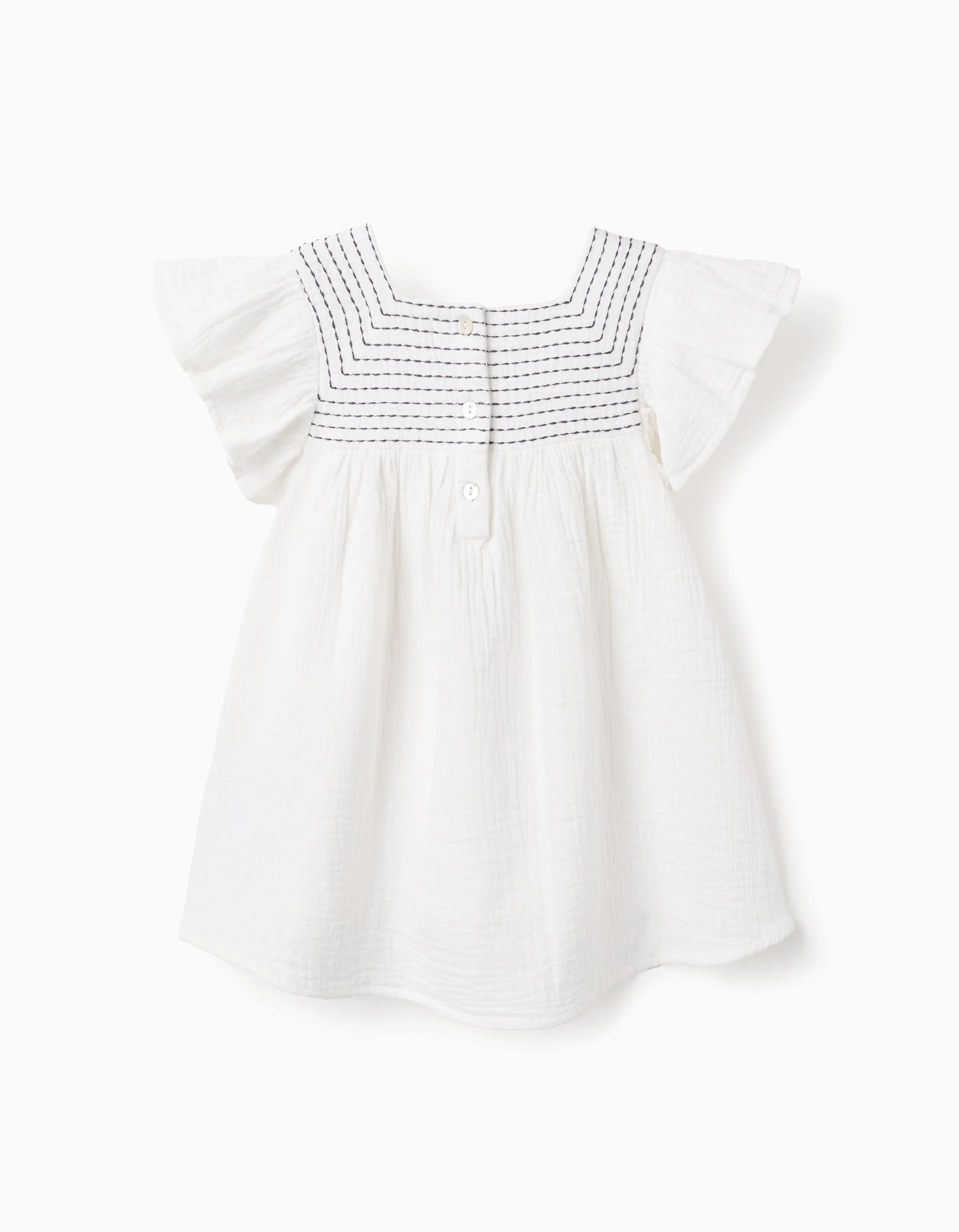 Bamboula T-shirt with Ruffles and Embroidery for Girls, White