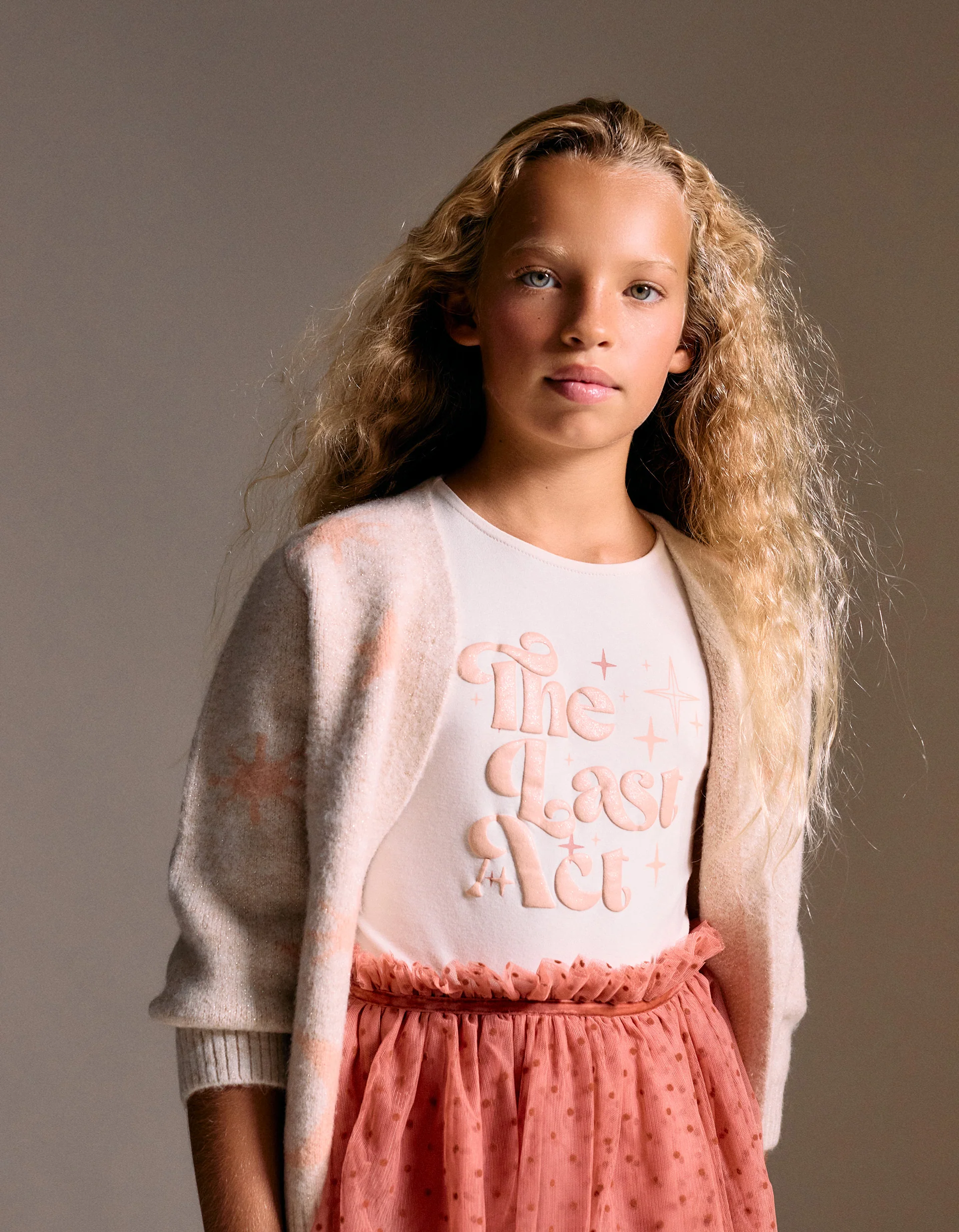 Long Sleeve T-shirt with Print for Girls, Orange