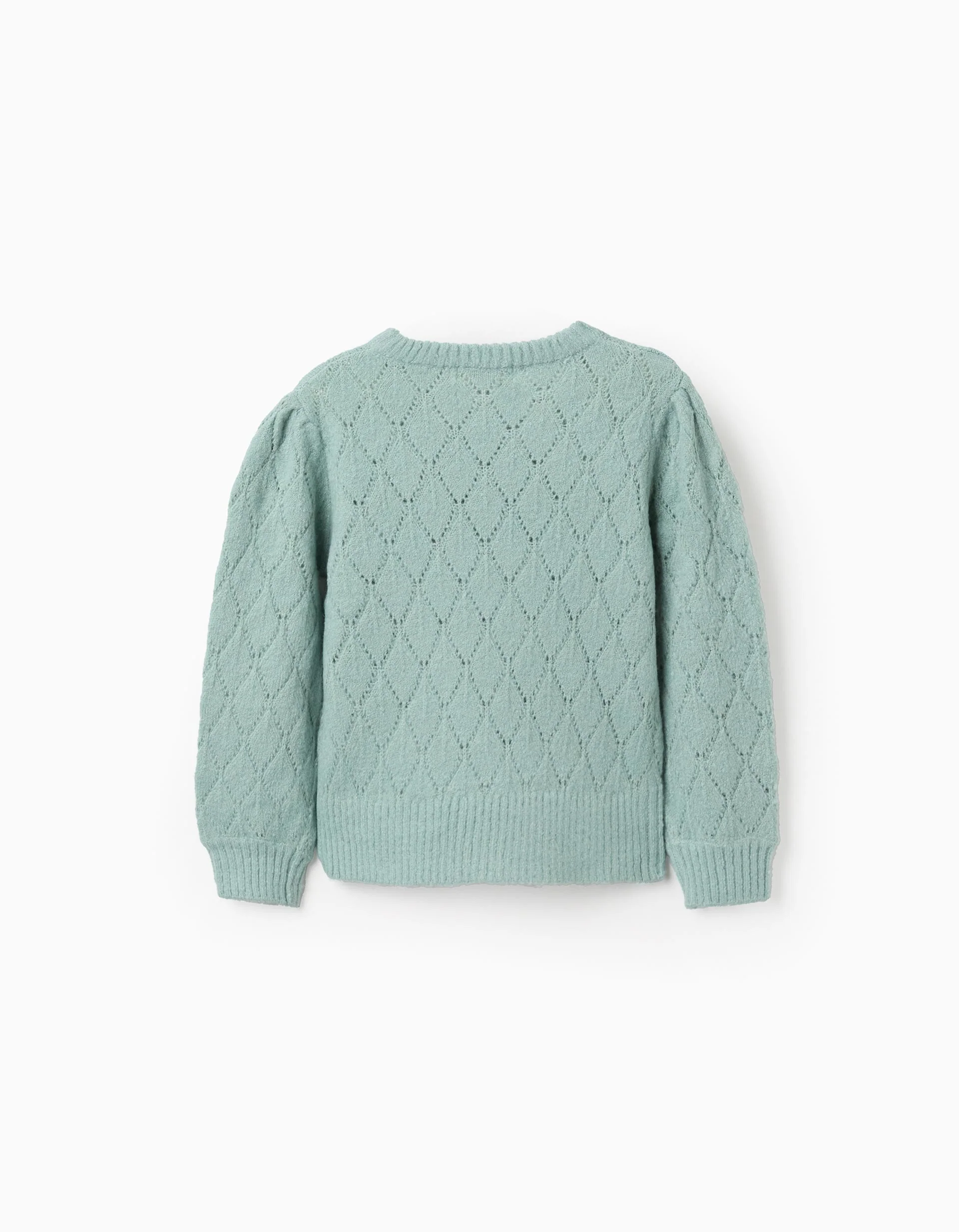 Openwork Jumper with Dropped Shoulders for Girls, Green