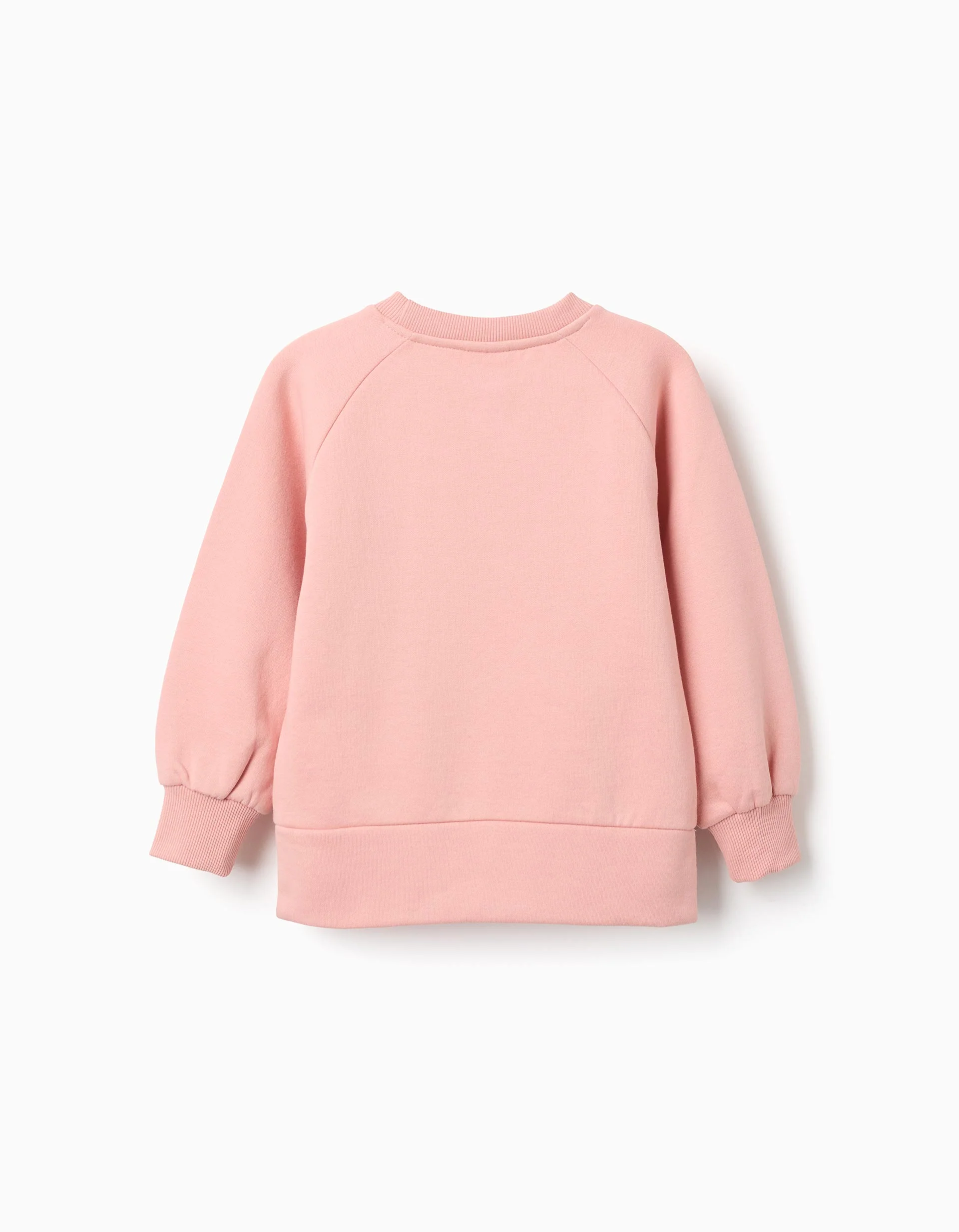 Brushed sweatshirt with front print for girls, salmon orange