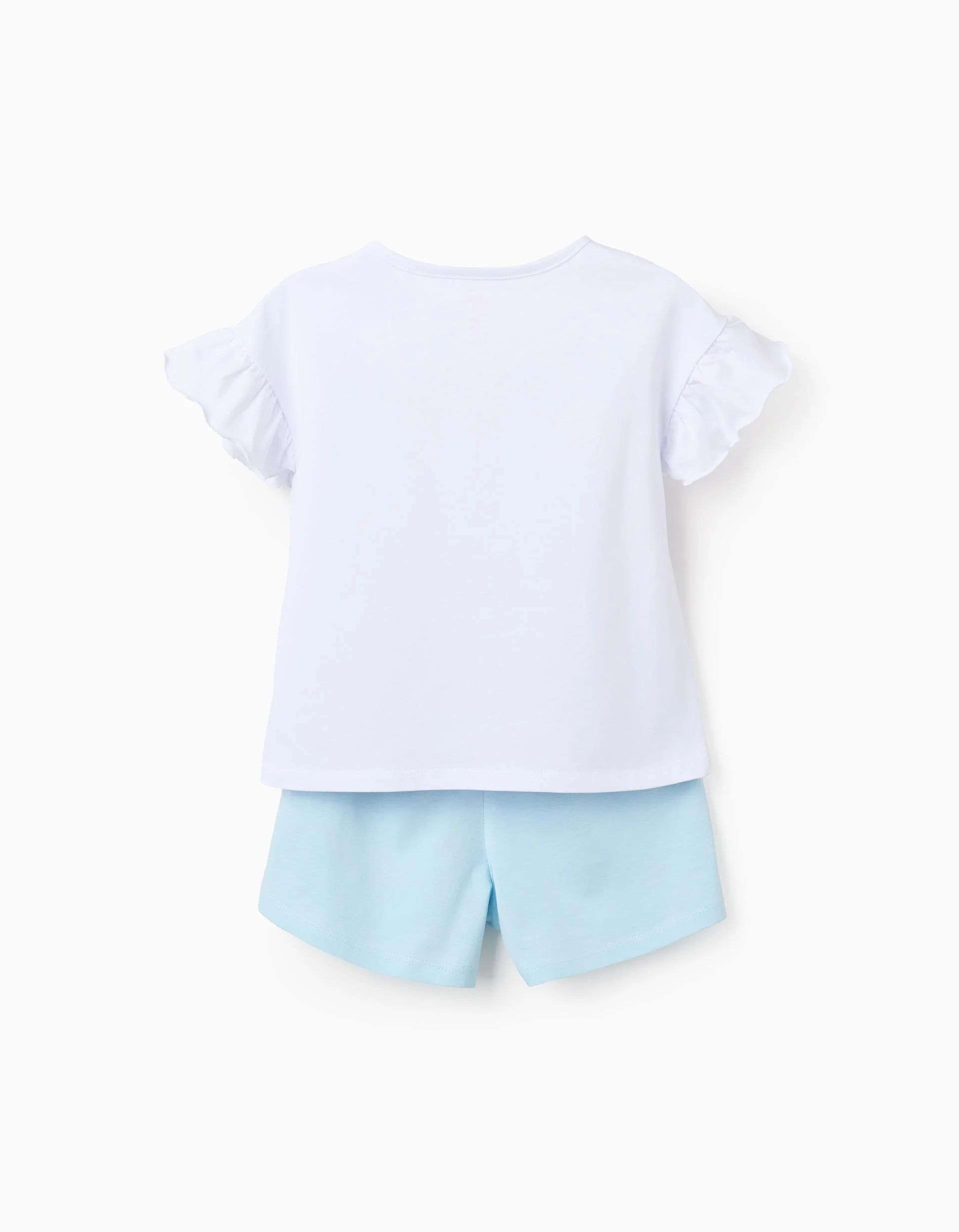 Cotton Pyjamas with Frills for Girls 'Stitch', White/Blue