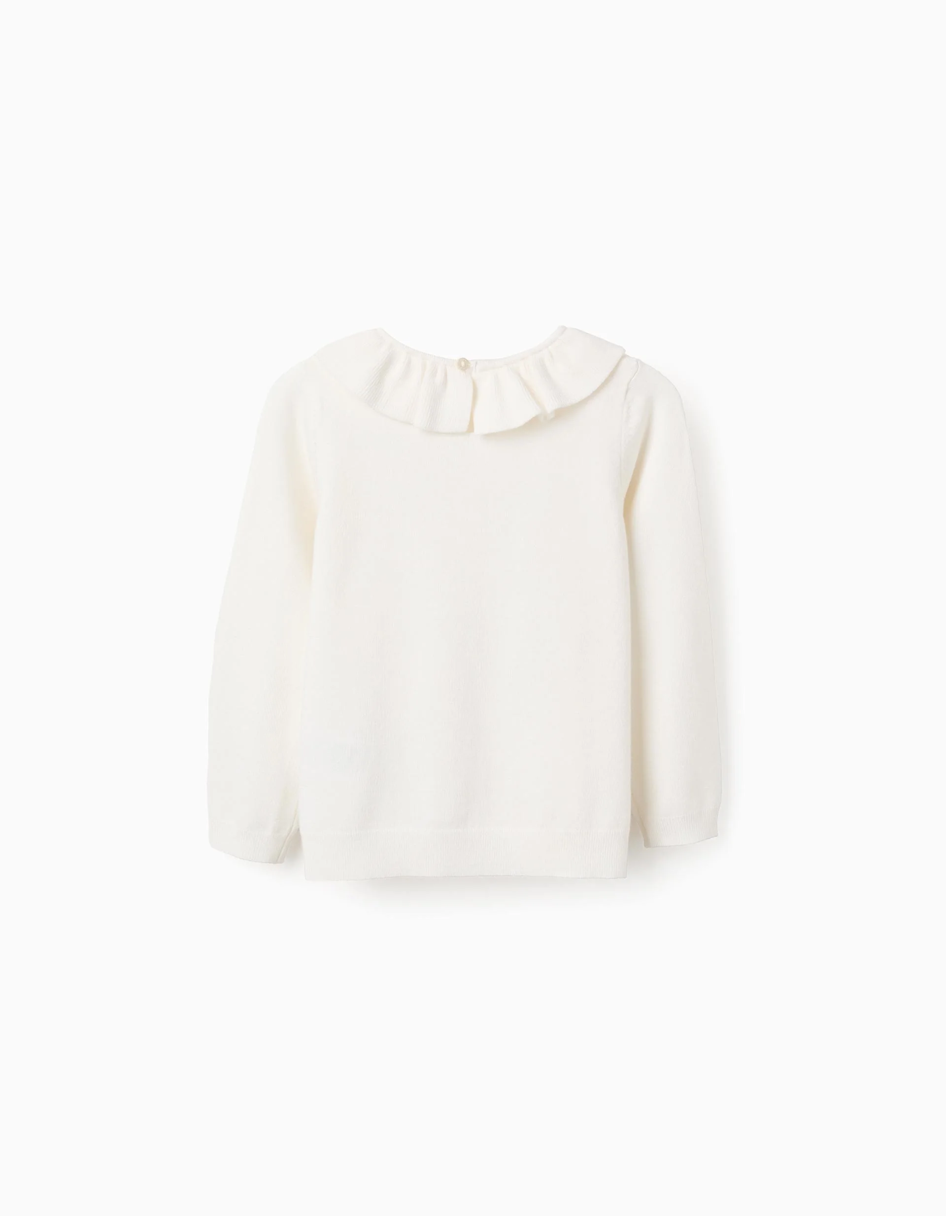 Fine Jumper with Ruffles for Girls, White