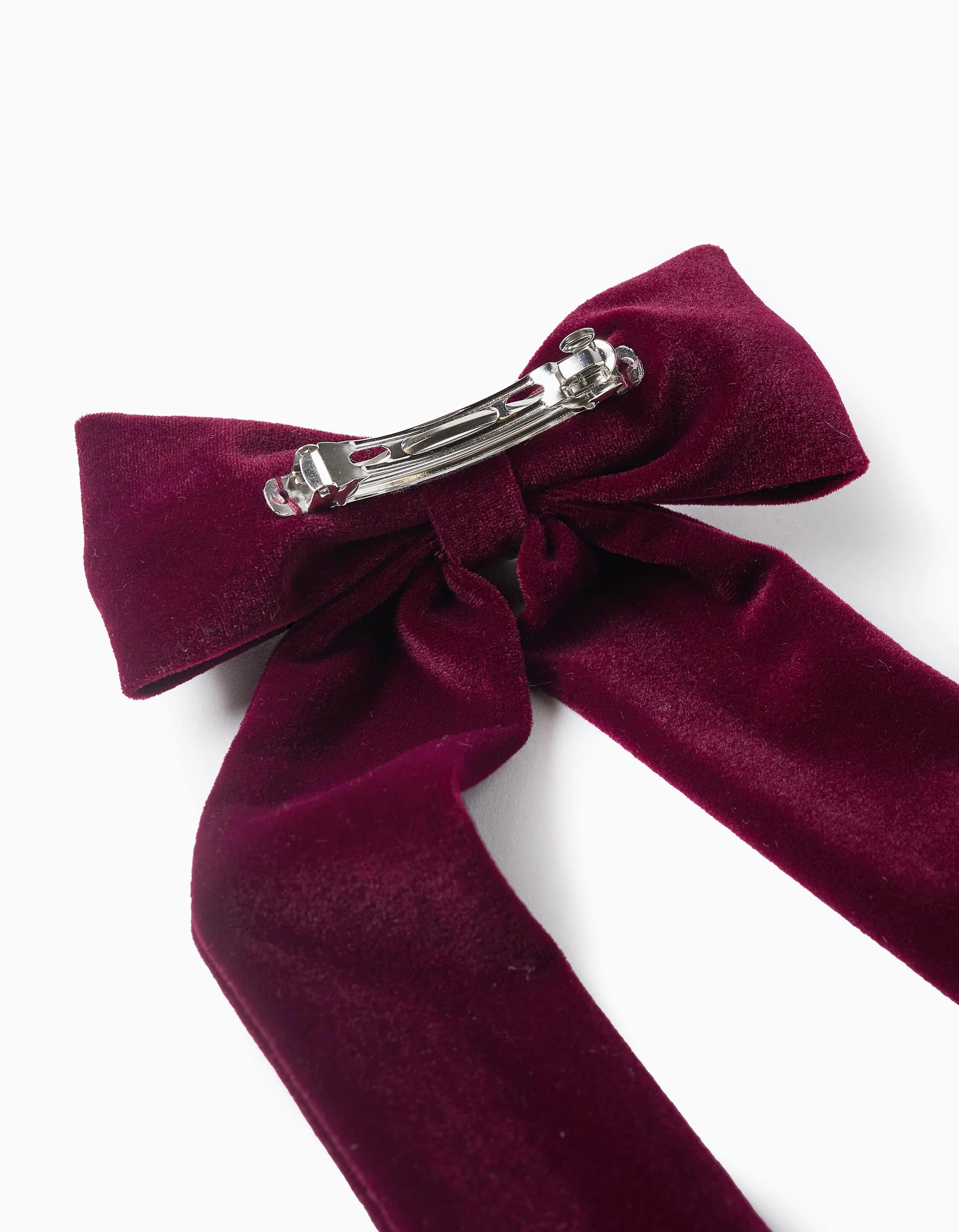 Hair Clip with Velour Bow for Babies and Girls, Burgundy
