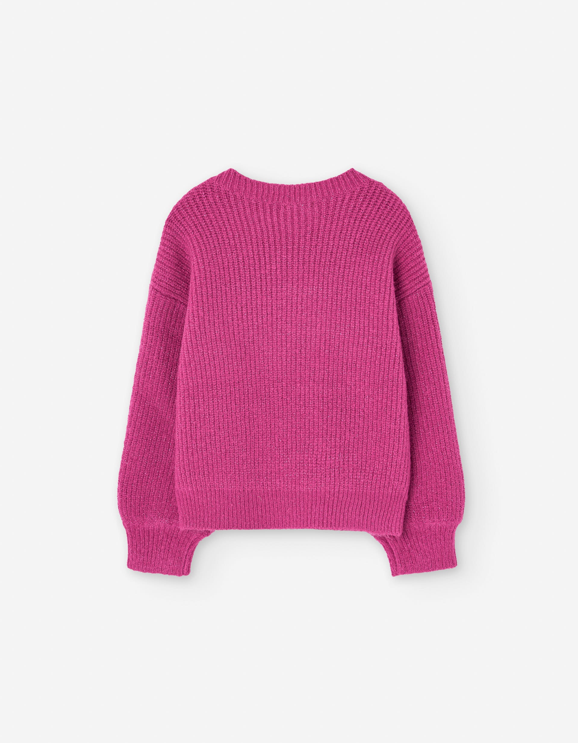 Knitted jumper with lurex threads and pearls for girls, pink