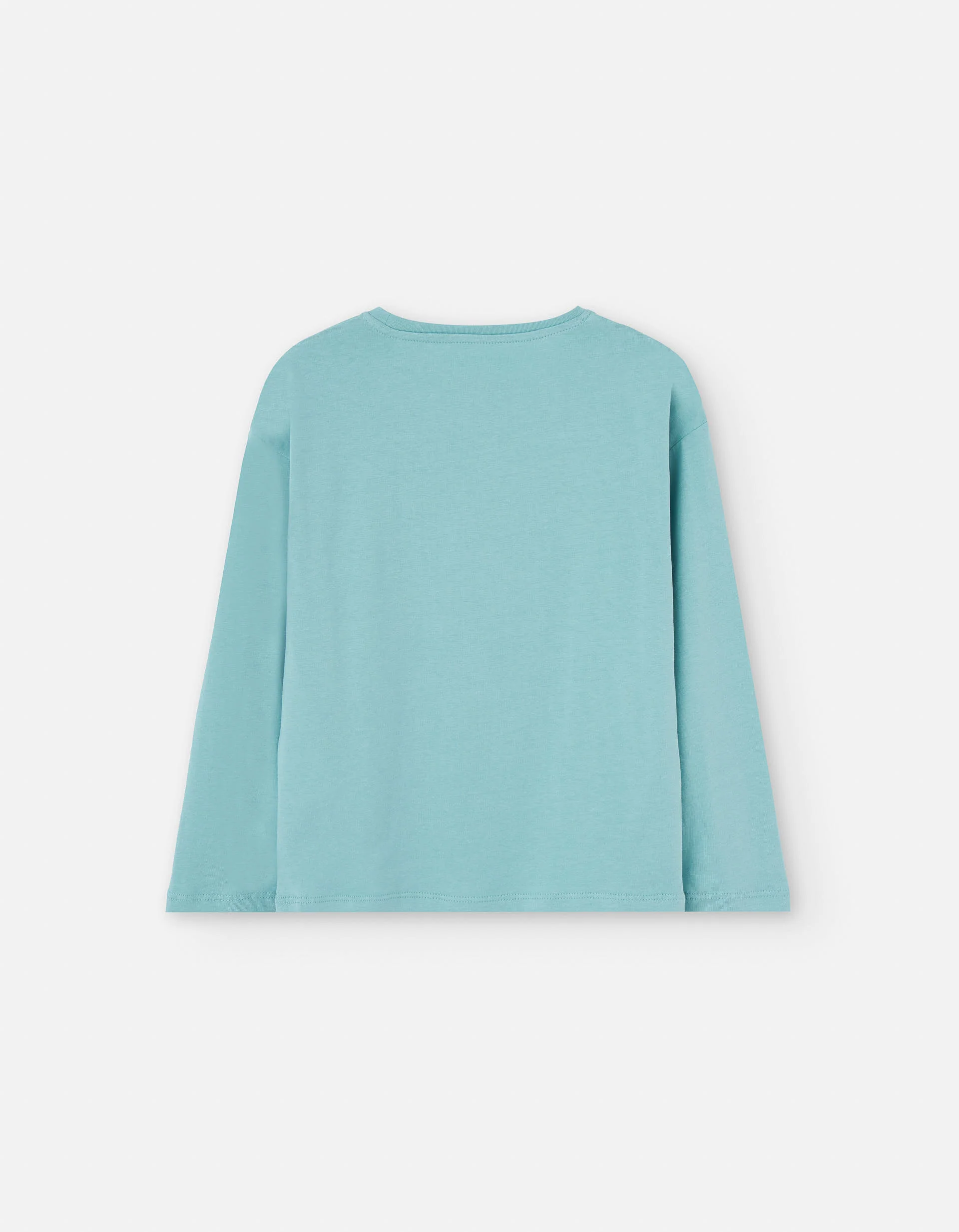 Long sleeve cotton T-shirt with 'woodland' print for girls, light blue