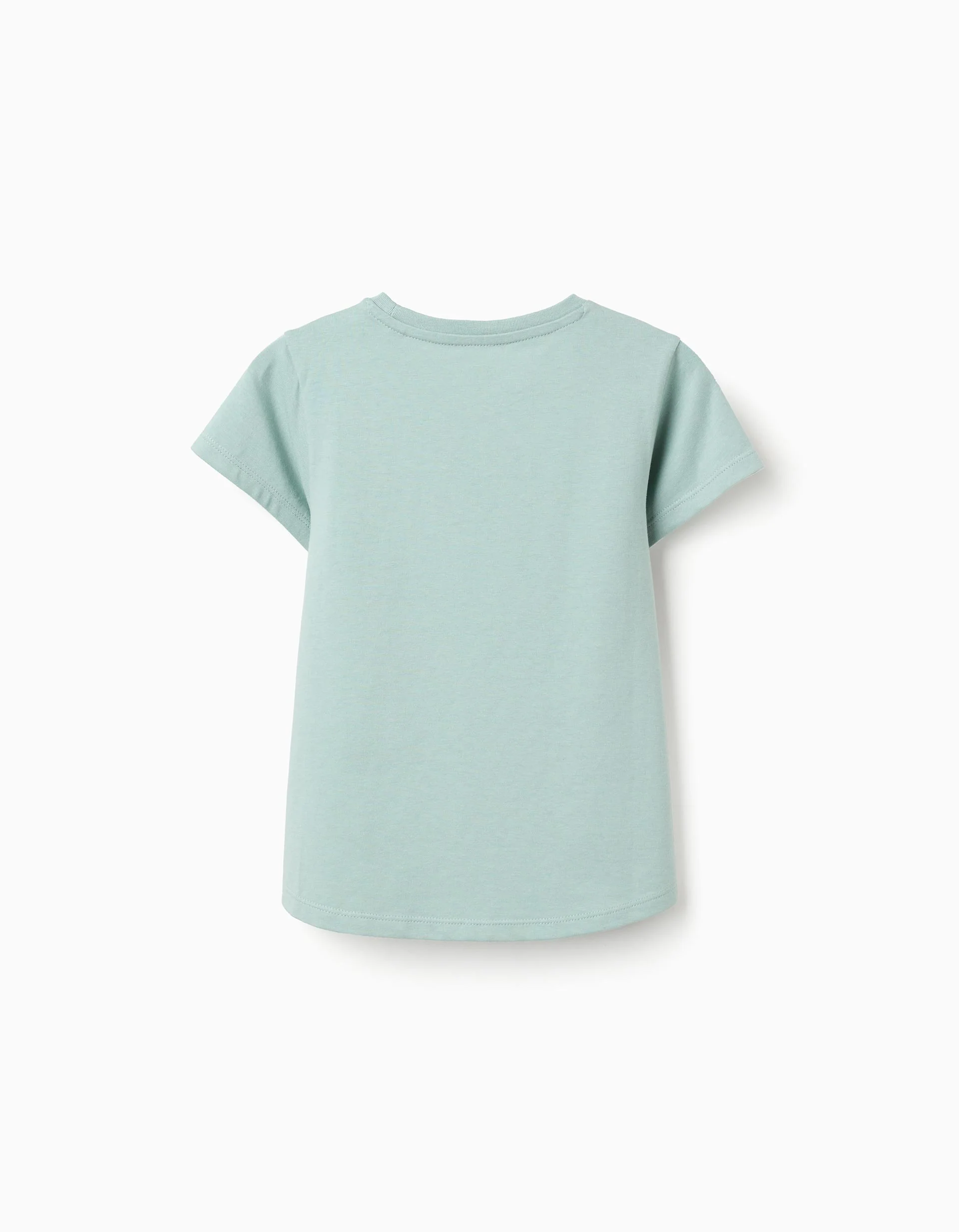Cotton T-shirt with Heart Print for Girls, Light Green