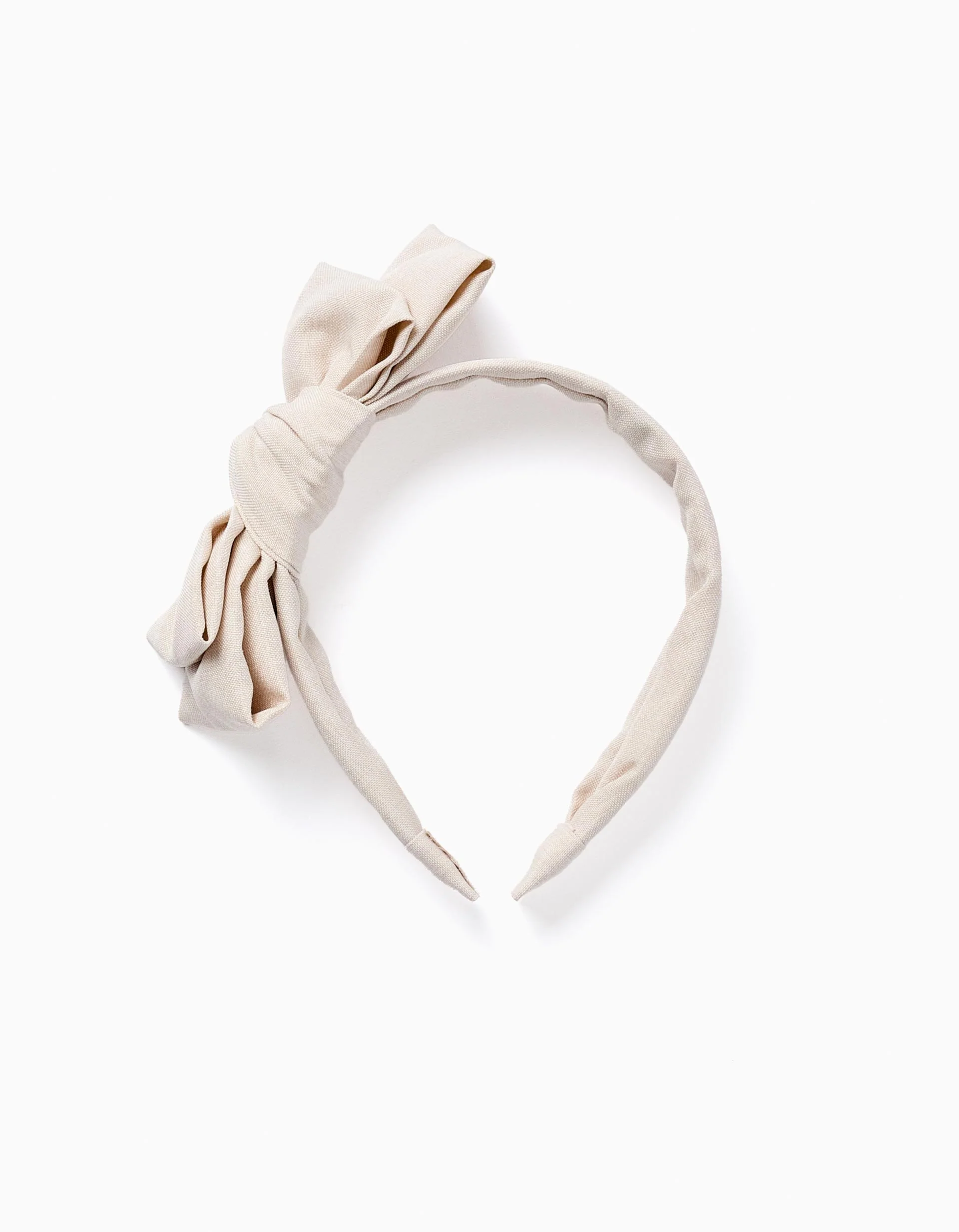 Fabric Headband with Bow for Babies and Girls, Beige