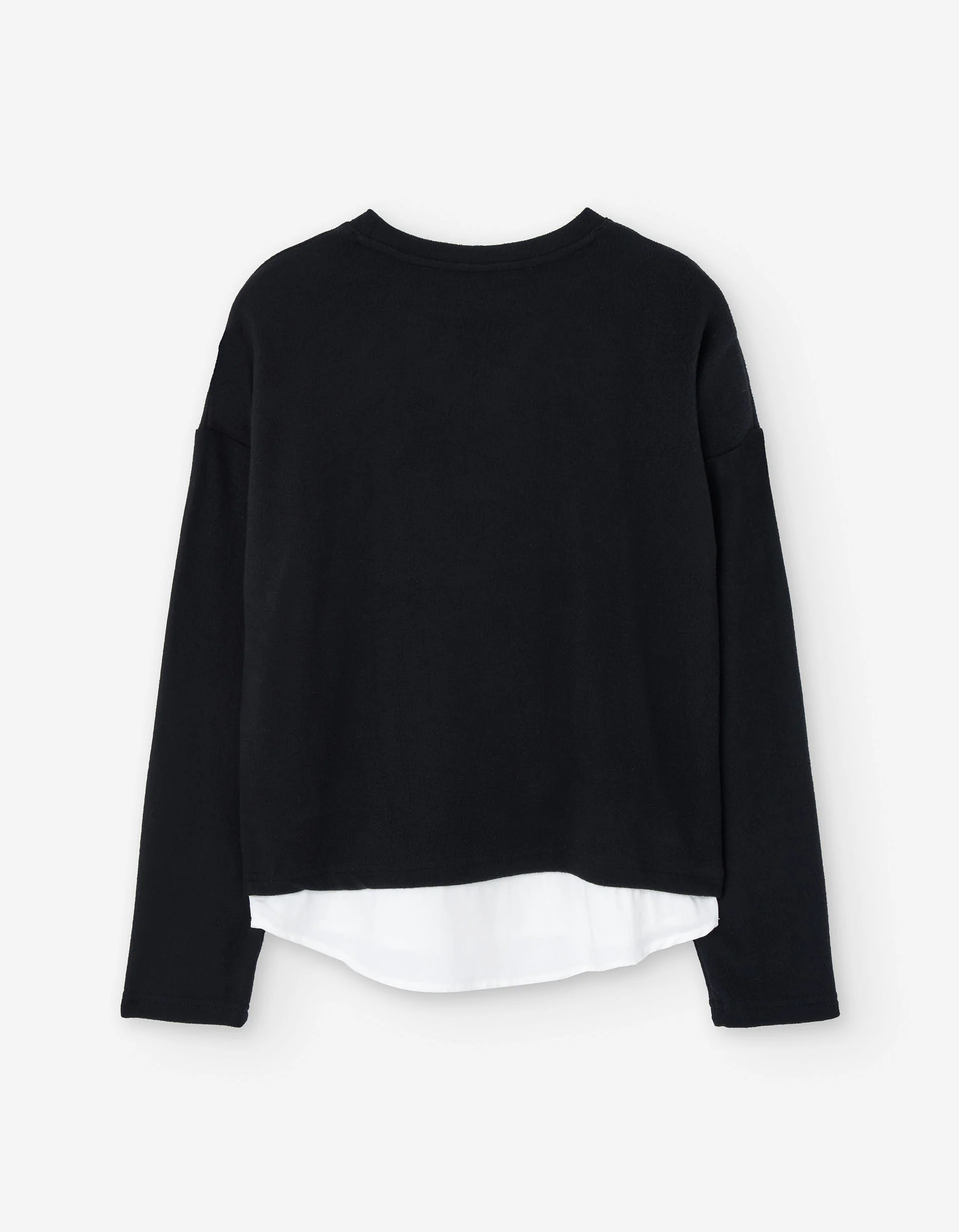 Long sleeve T-shirt with front print and sequins for girls, black