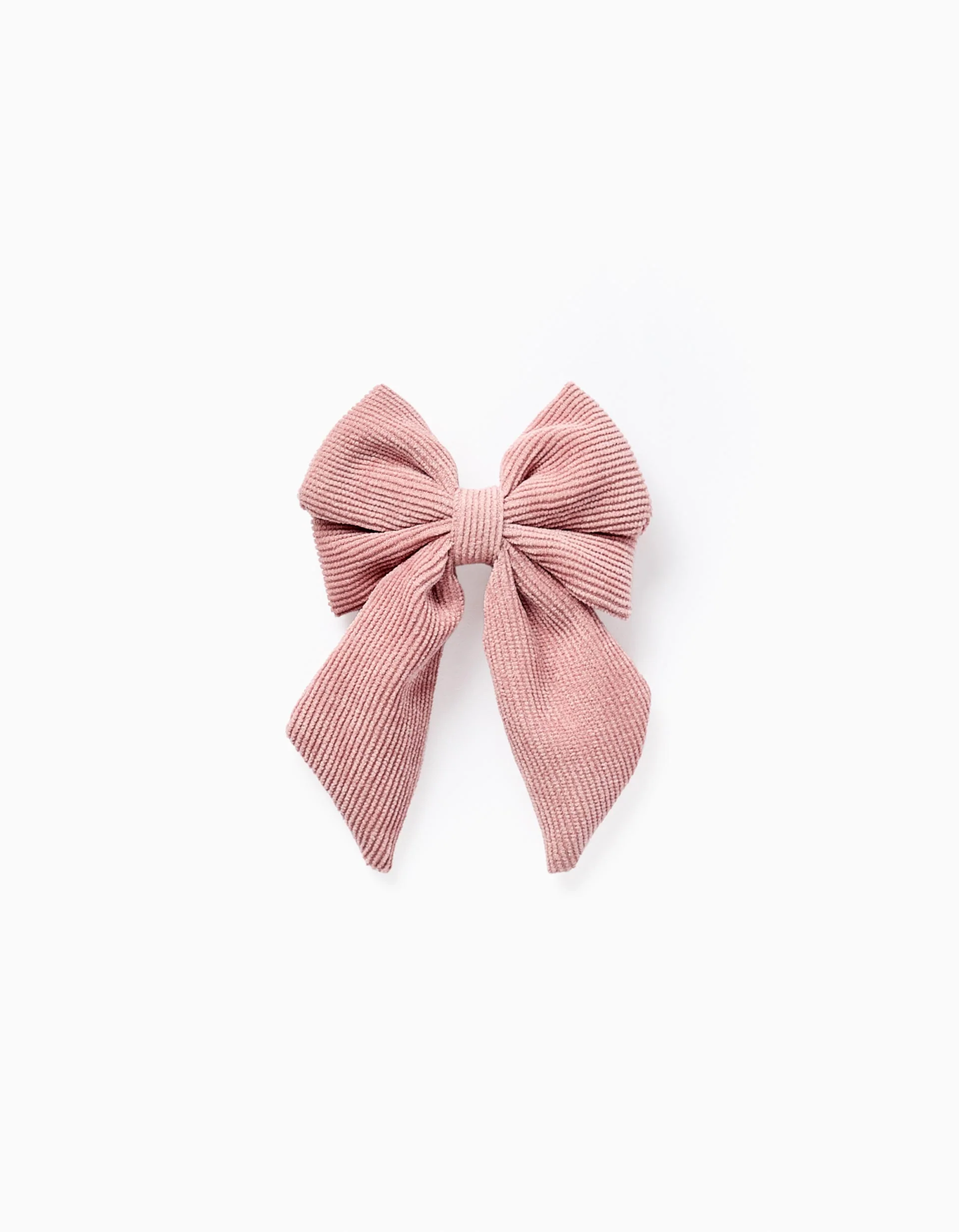 Hair Slide with Corduroy Bow for Babies and Girls, Pink