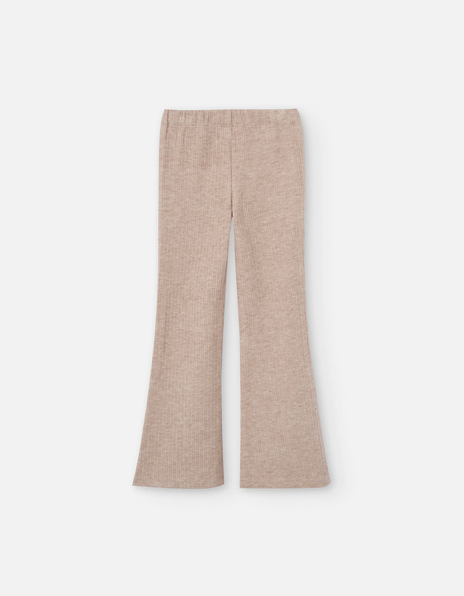 Flared ribbed leggings for girls, beige