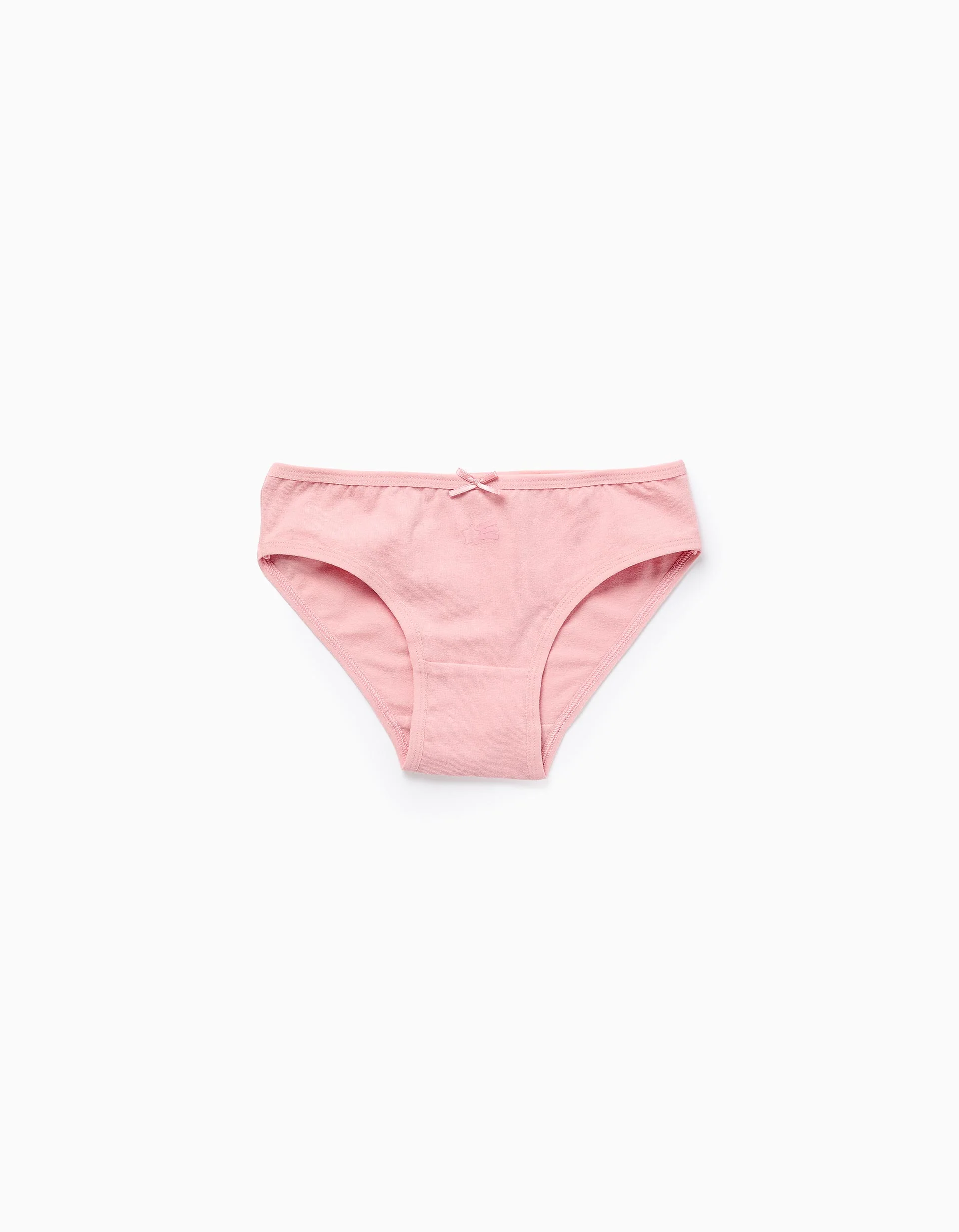 Pack of 5 cotton briefs with star motif for girls, pink/white/yellow