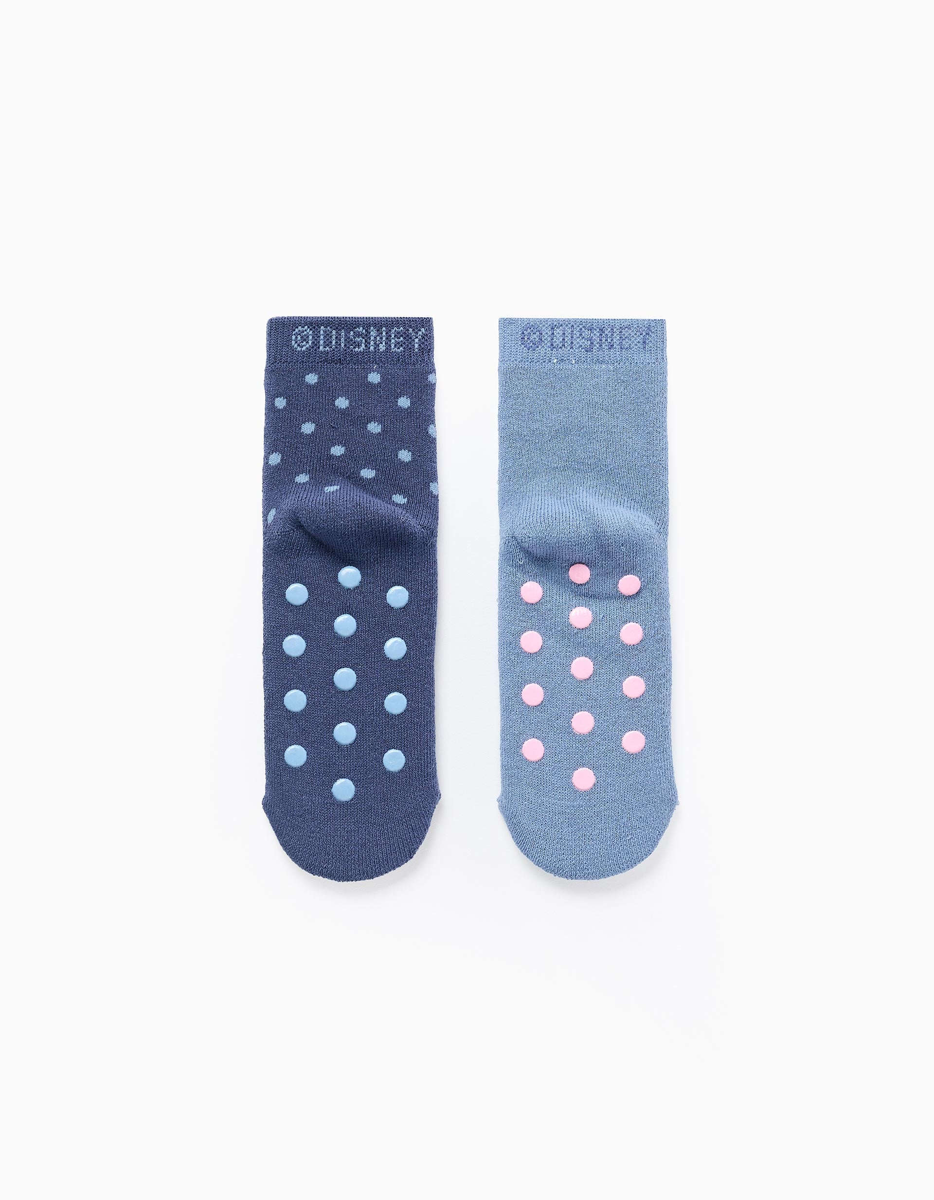 Pack 2 Pairs of Non-Slip Socks for Girls 'Stitch', Blue/Pink