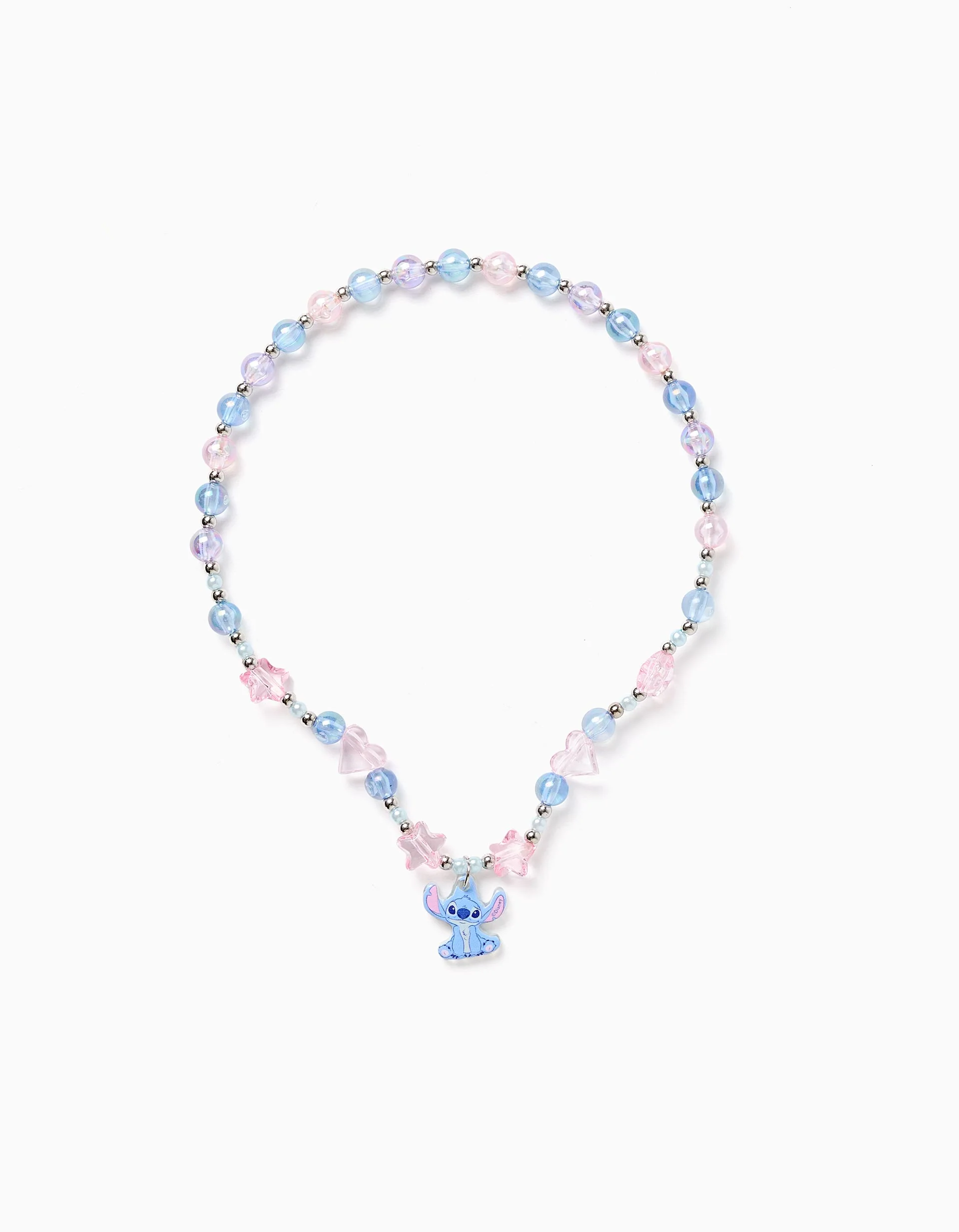 Necklace with Beads/Pendant 'Stitch' for Girls, Blue/Pink