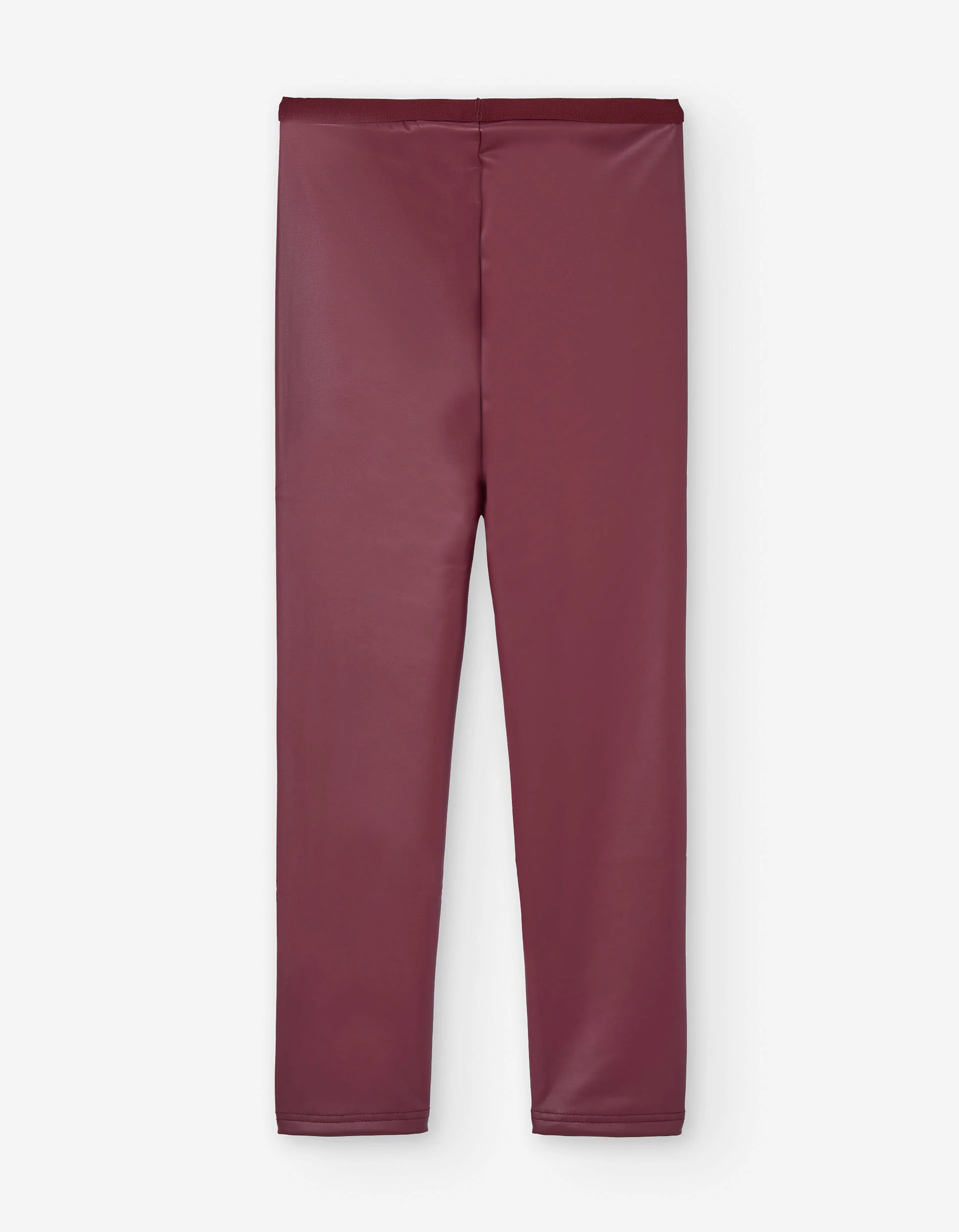 Synthetic leather leggings for girls, dark red