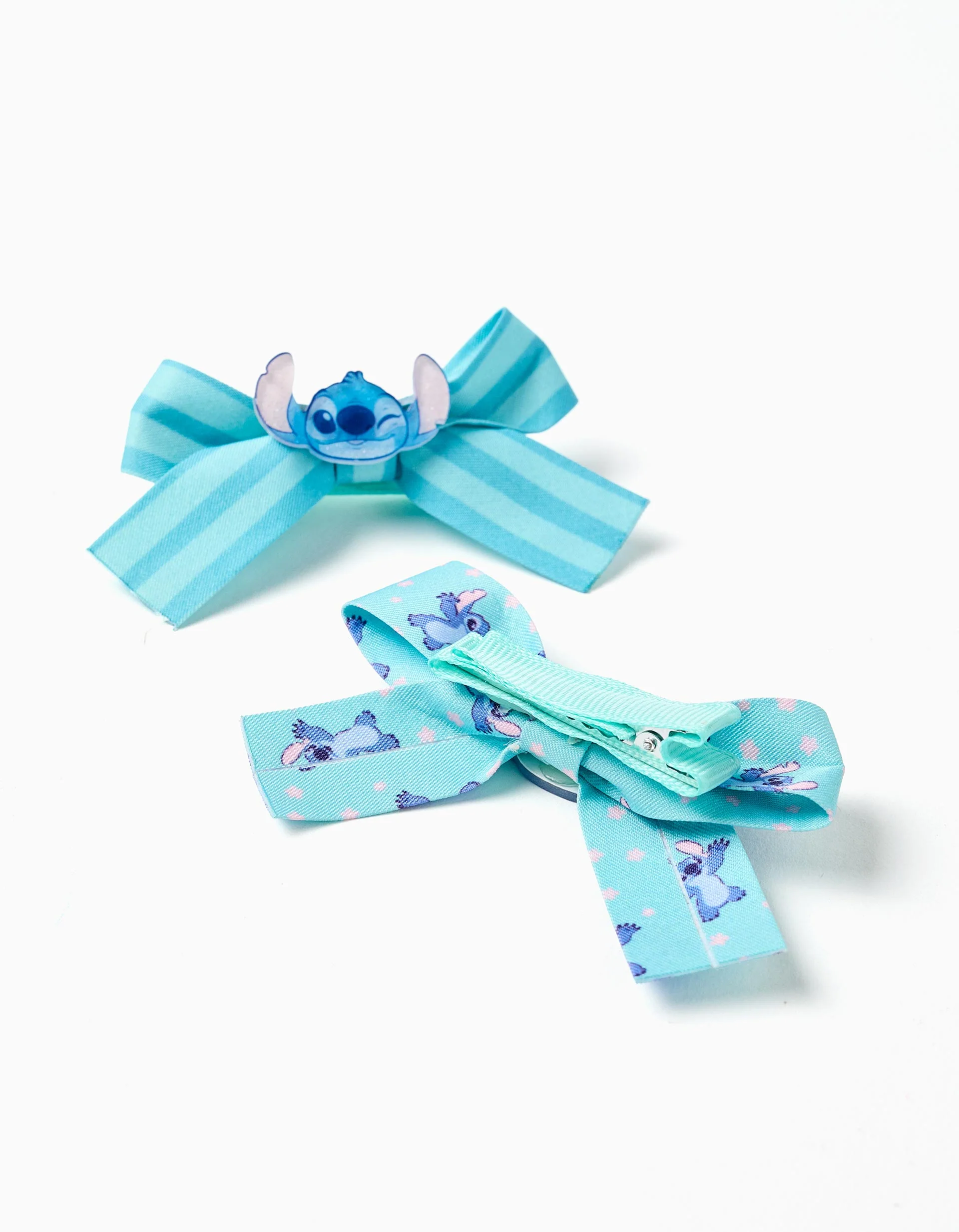 Pack of 2 Hair Clips with Bow 'Angel & Stitch' for Girls, Blue