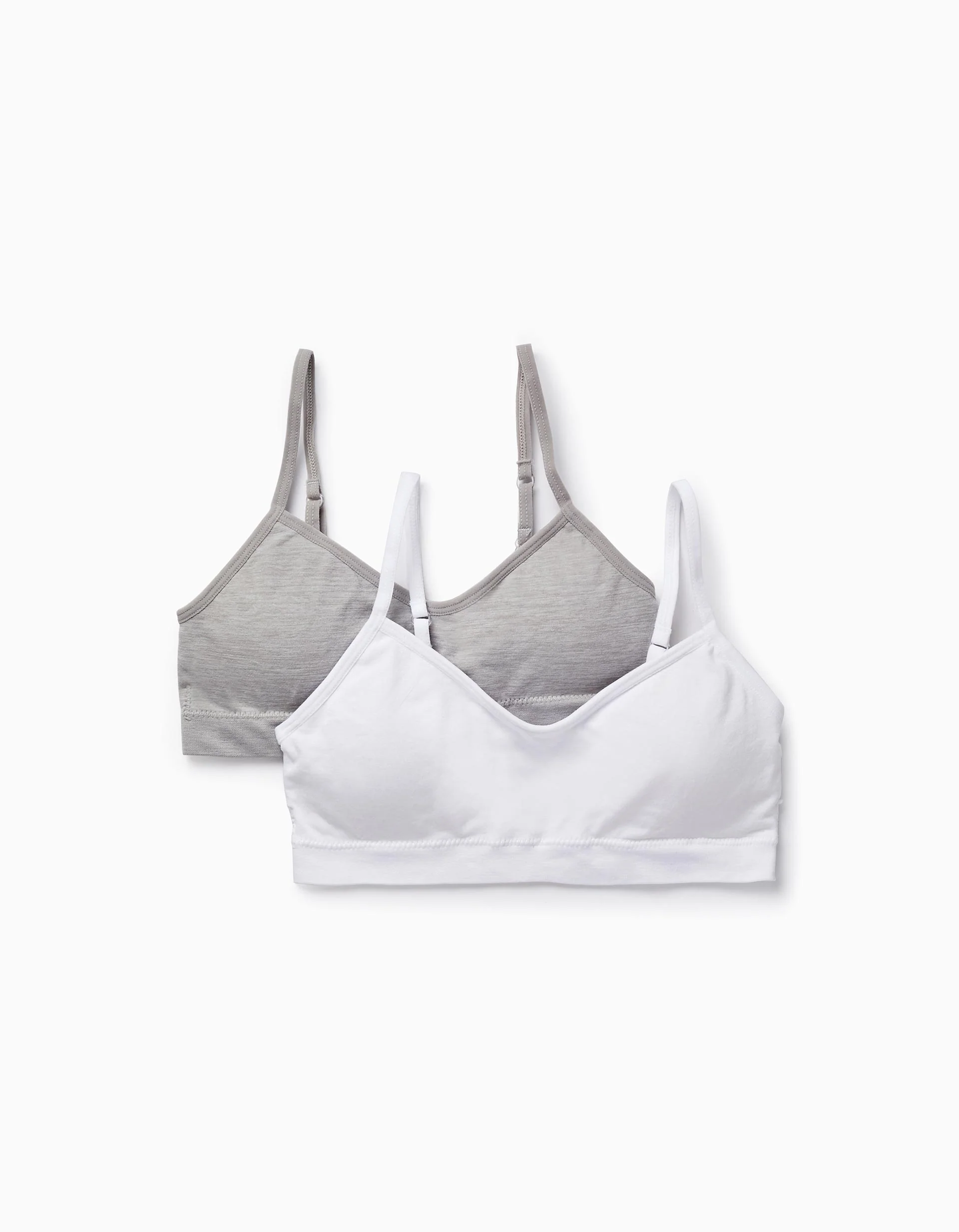 Pack of 2 Bras with Removable Padding for Girls, White/Grey