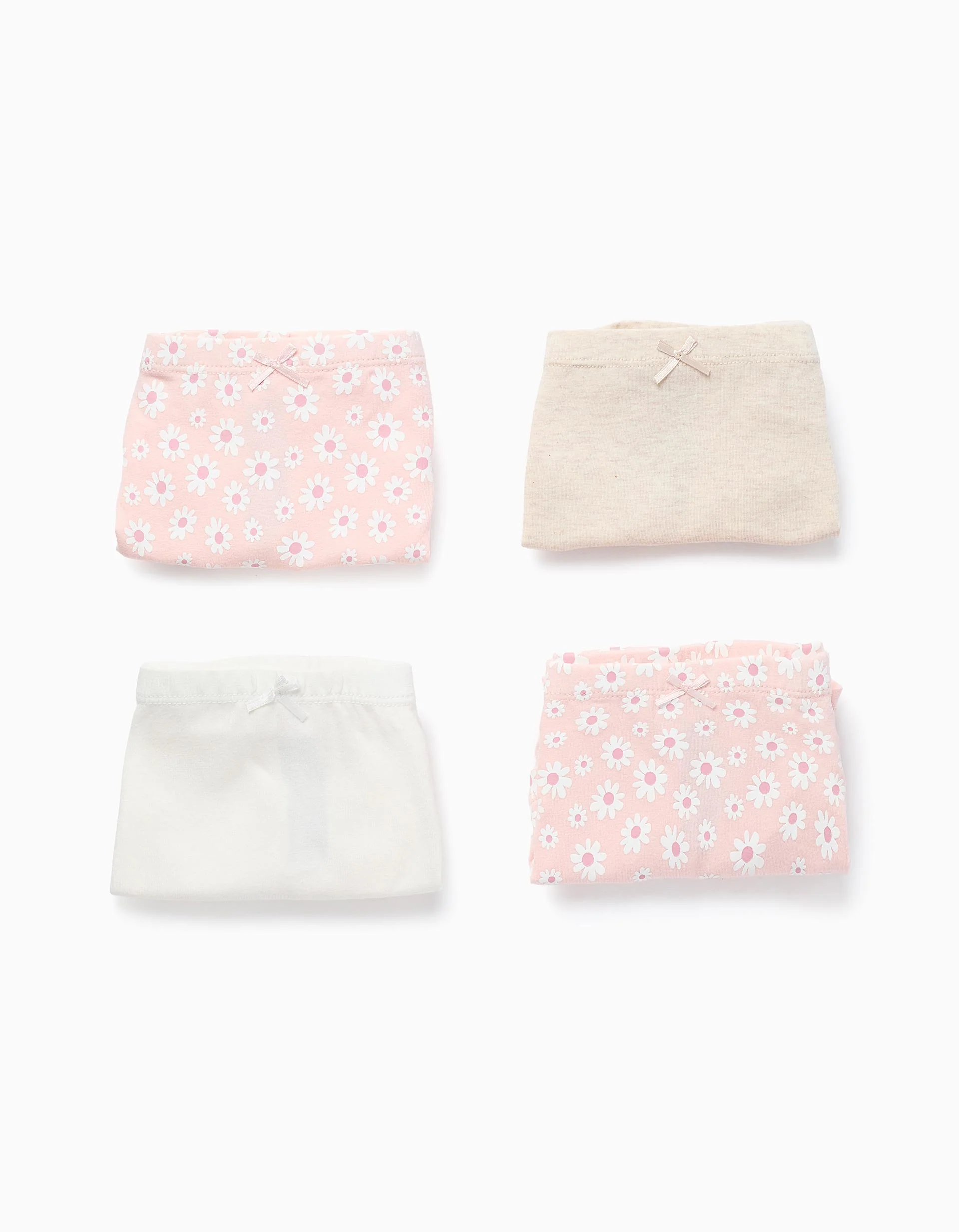 Pack of 4 Boxer Shorts Plain/with Pattern for Girls 'Flowers', Multicolour