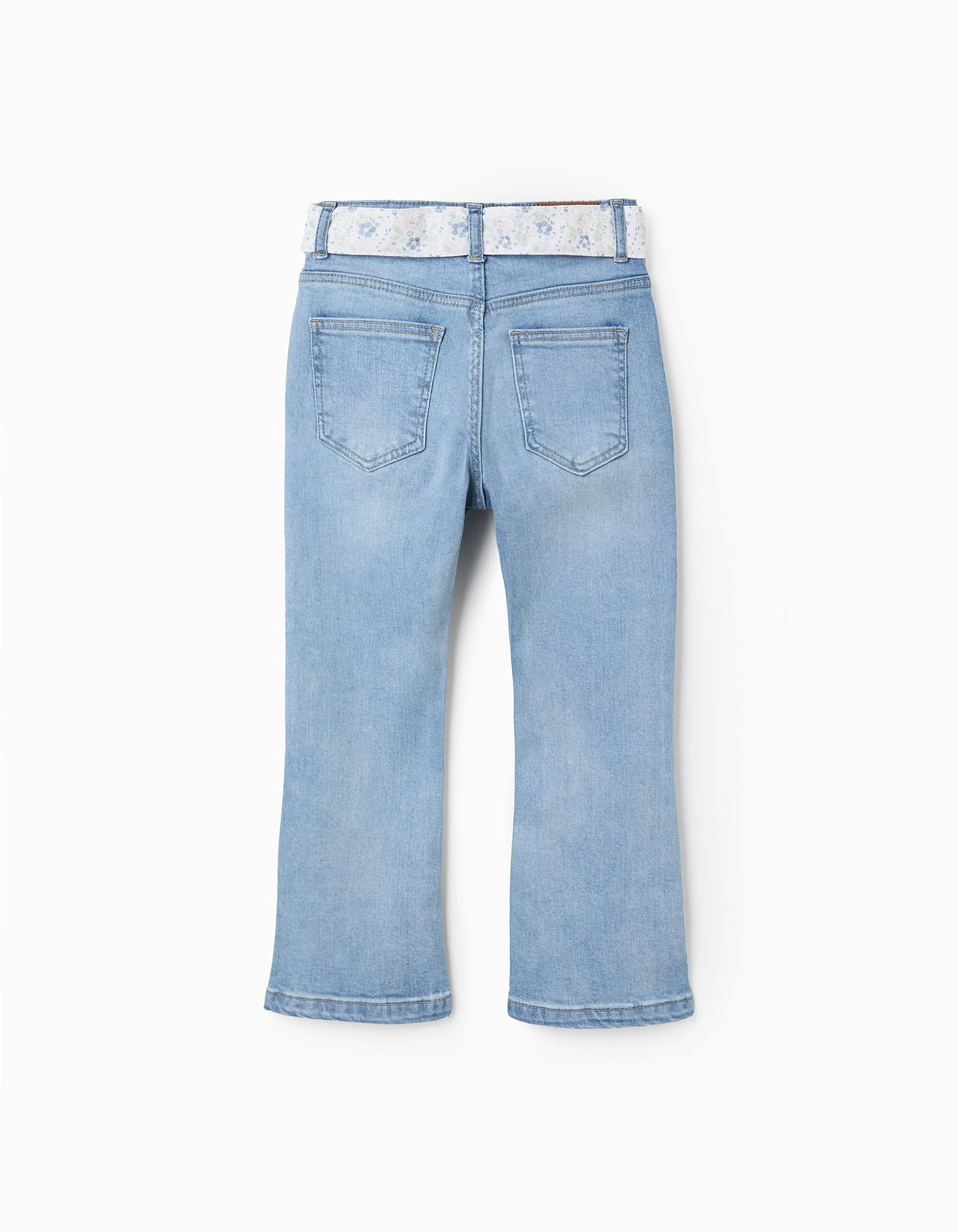 Jeans with Floral Belt for Girls 'Flare Fit', Blue