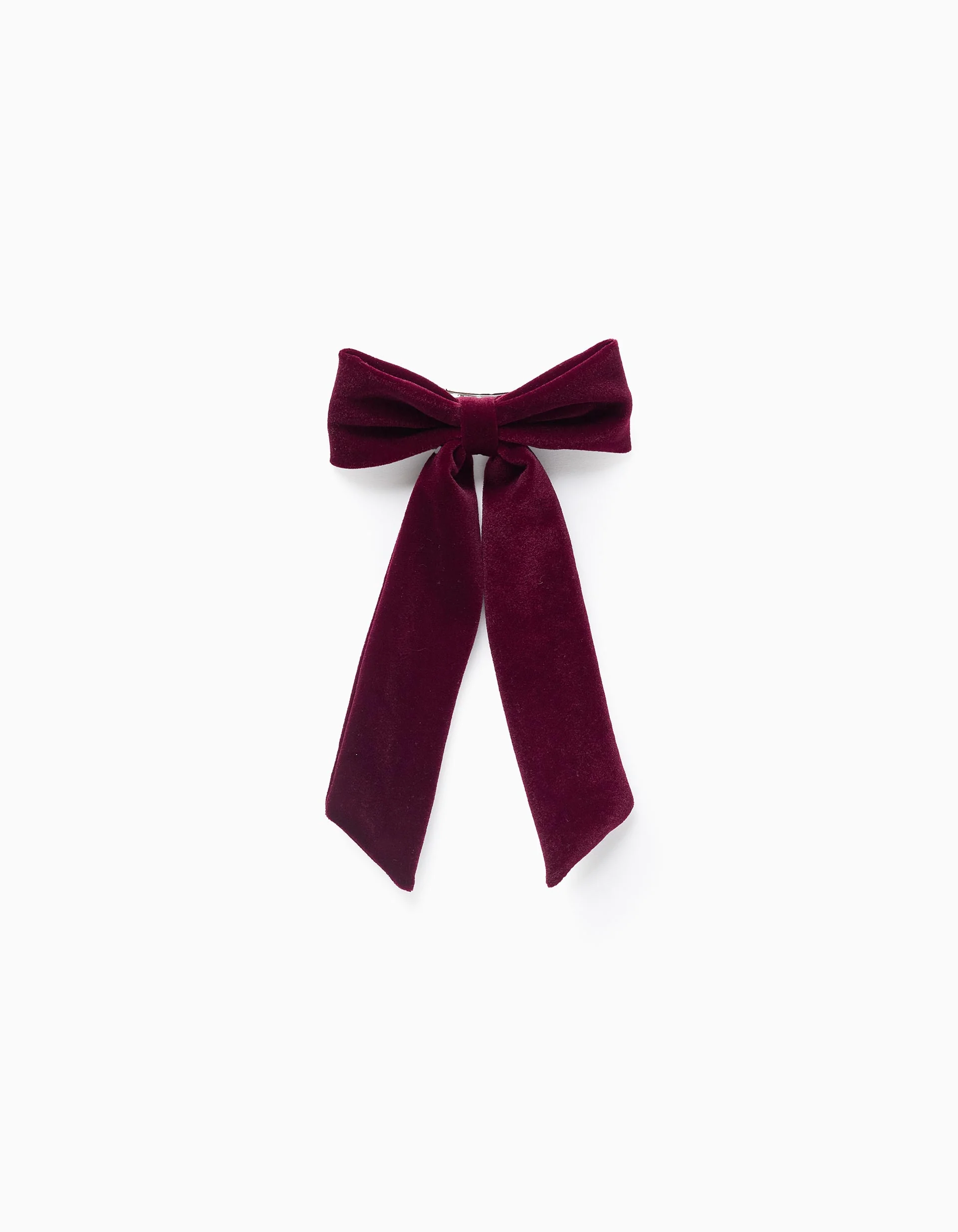 Hair Clip with Velour Bow for Babies and Girls, Burgundy