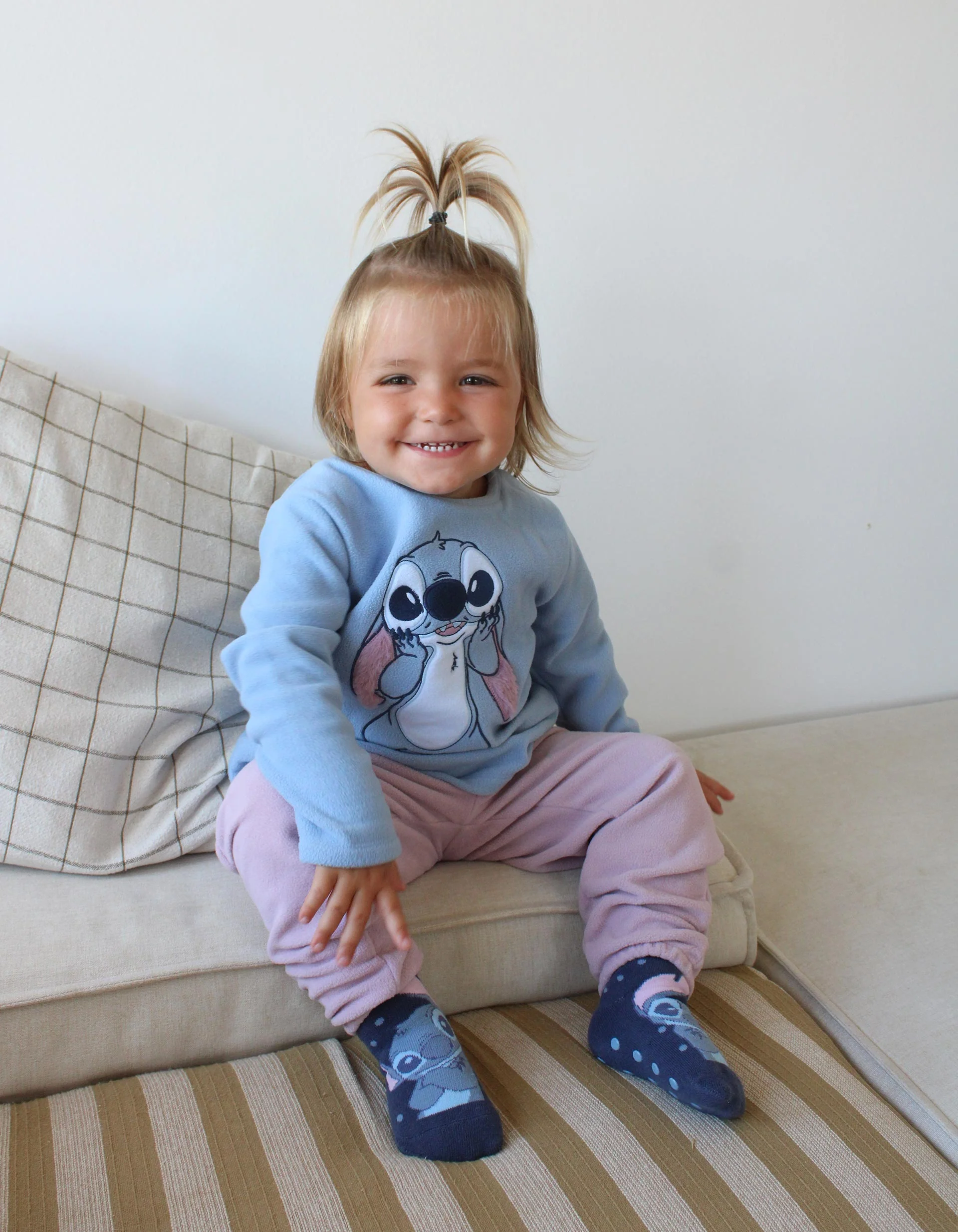 Polar Fleece Pyjamas for Girls 'Stitch', Blue/Pink