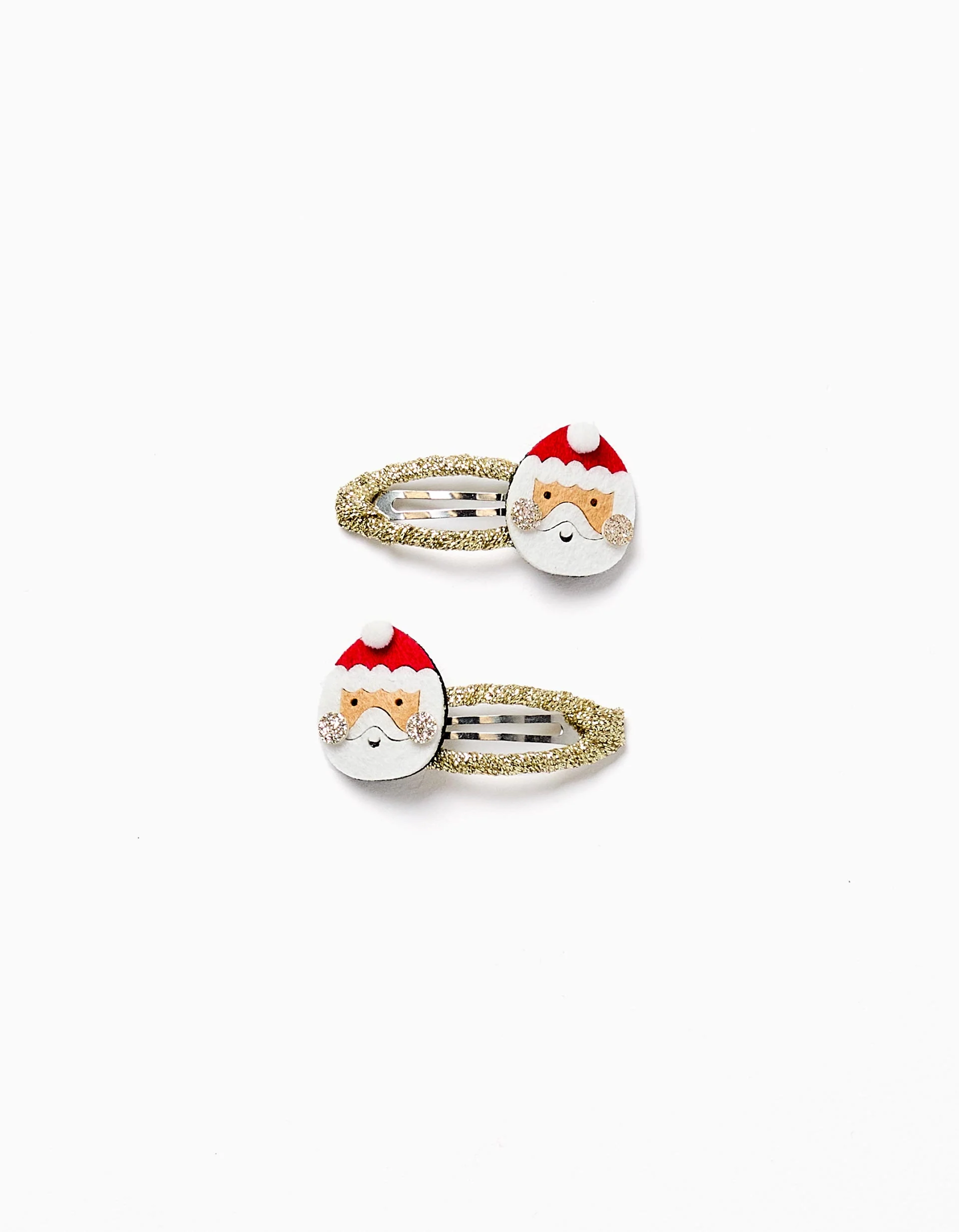 Pack of 2 Glitter Hair Clips for Babies and Girls ' Santa Claus', Gold