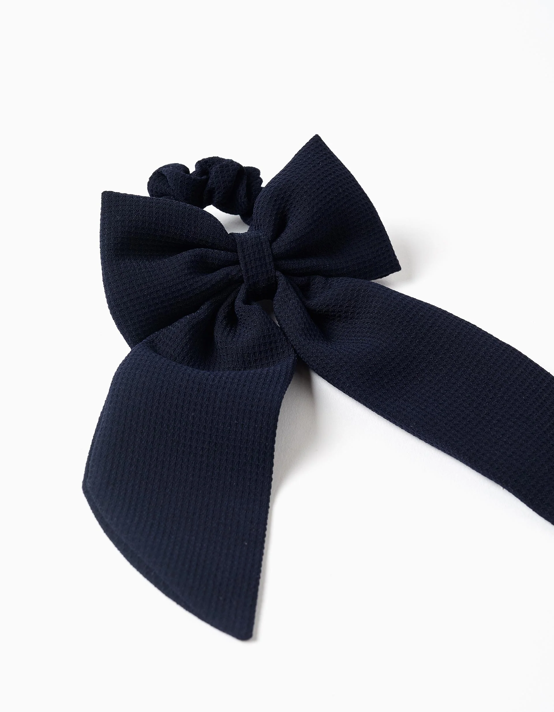 Scrunchie with large bow for babies and for girls, dark blue