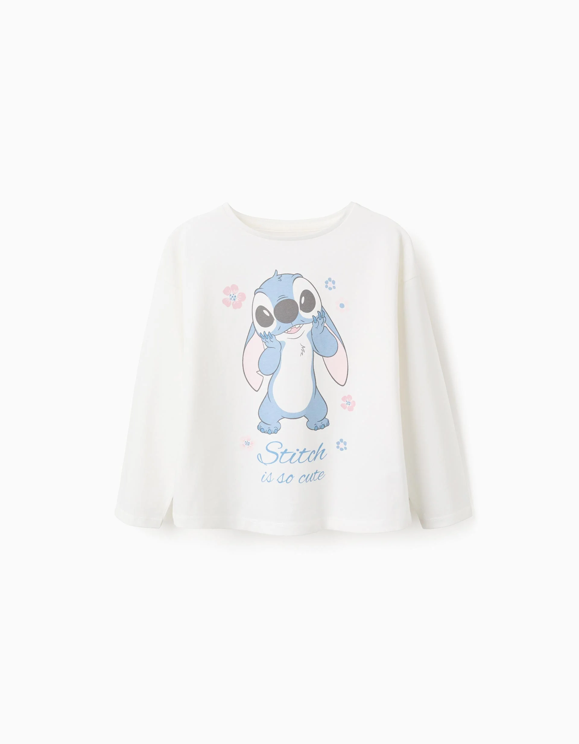 Long-Sleeved T-Shirt for Girls 'Stitch', White