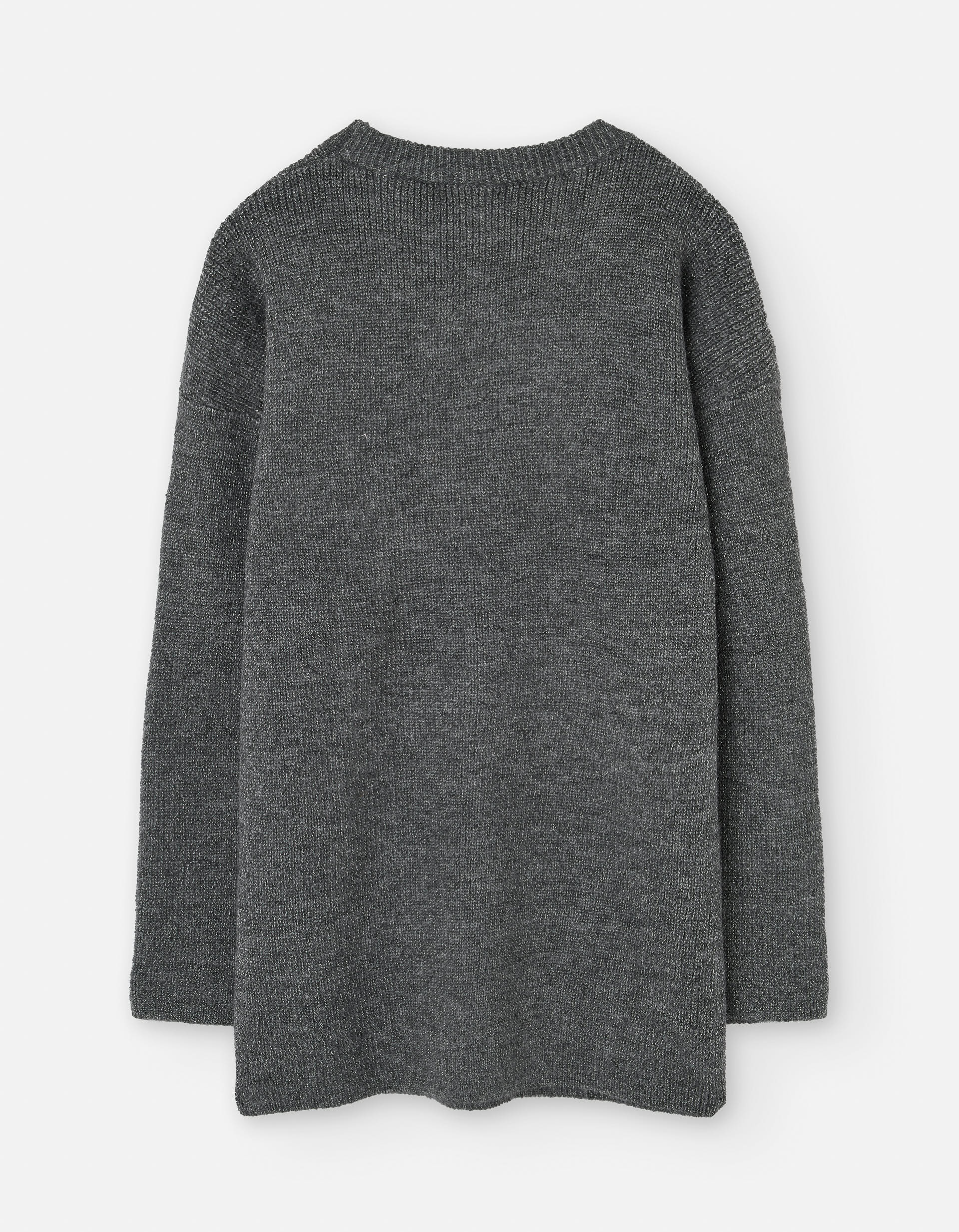 Knitted dress with lurex threads for girls, dark grey