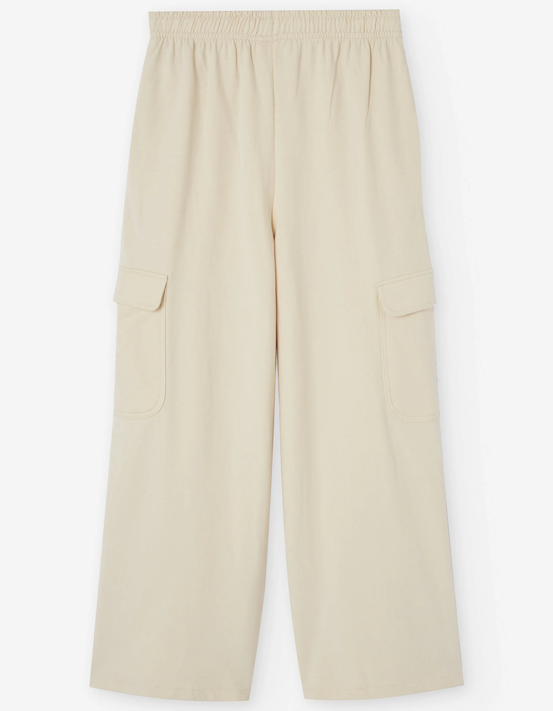Brushed wide leg trousers with cargo pockets for girls, light beige