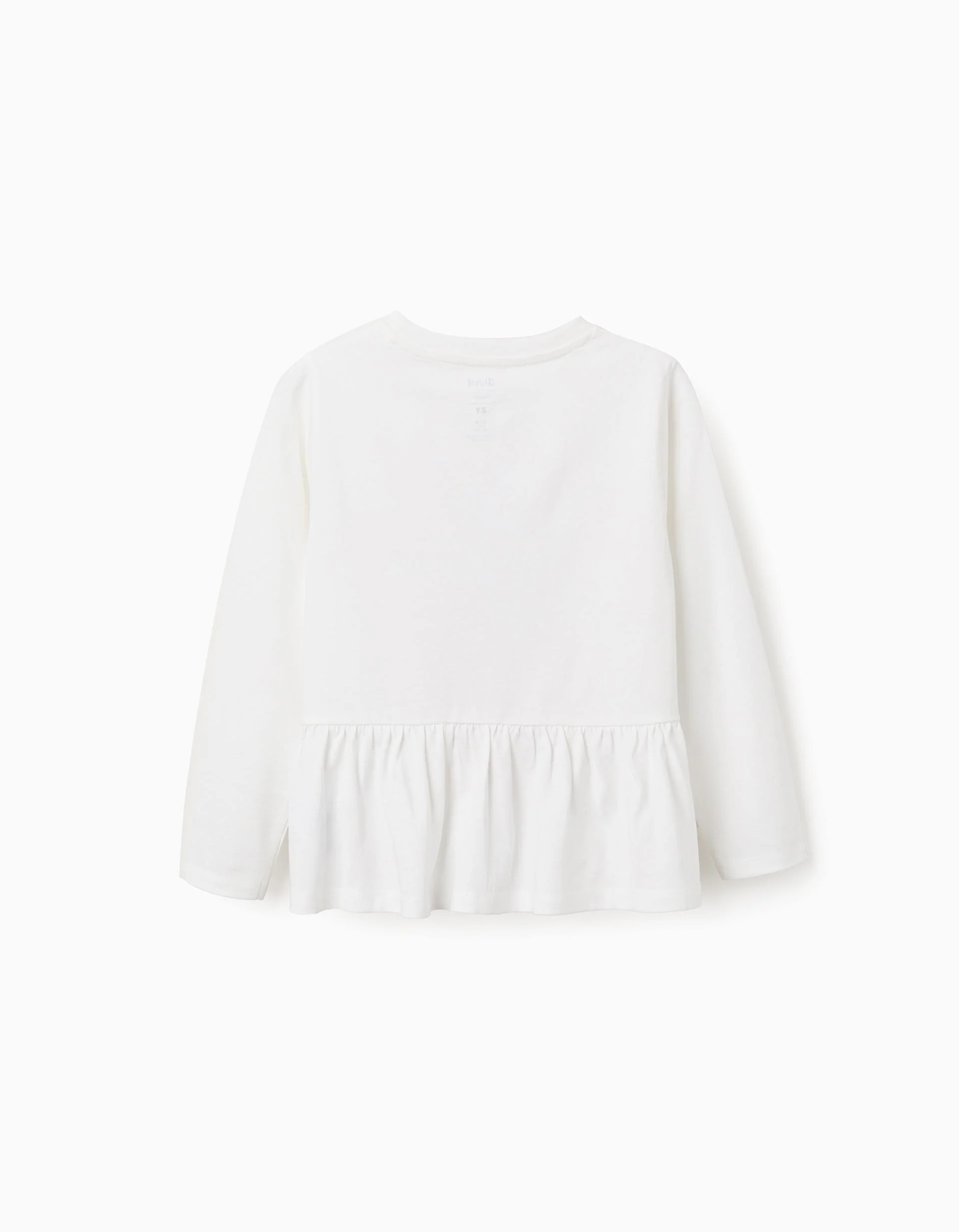 Long sleeve cotton T-shirt with Stitch and Angel print for girls, white
